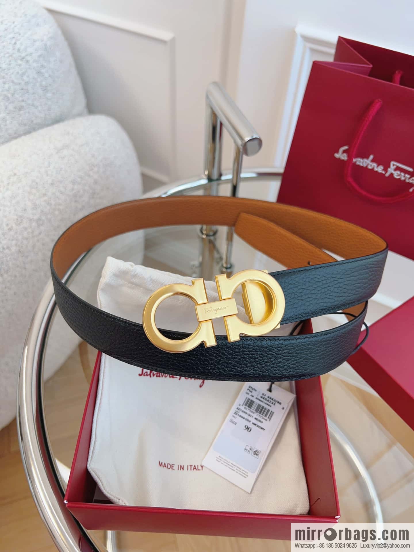 Ferragamo 🅿 Original Leather Purchasing Grade 3.5cm Precision Brass Hardware Belt