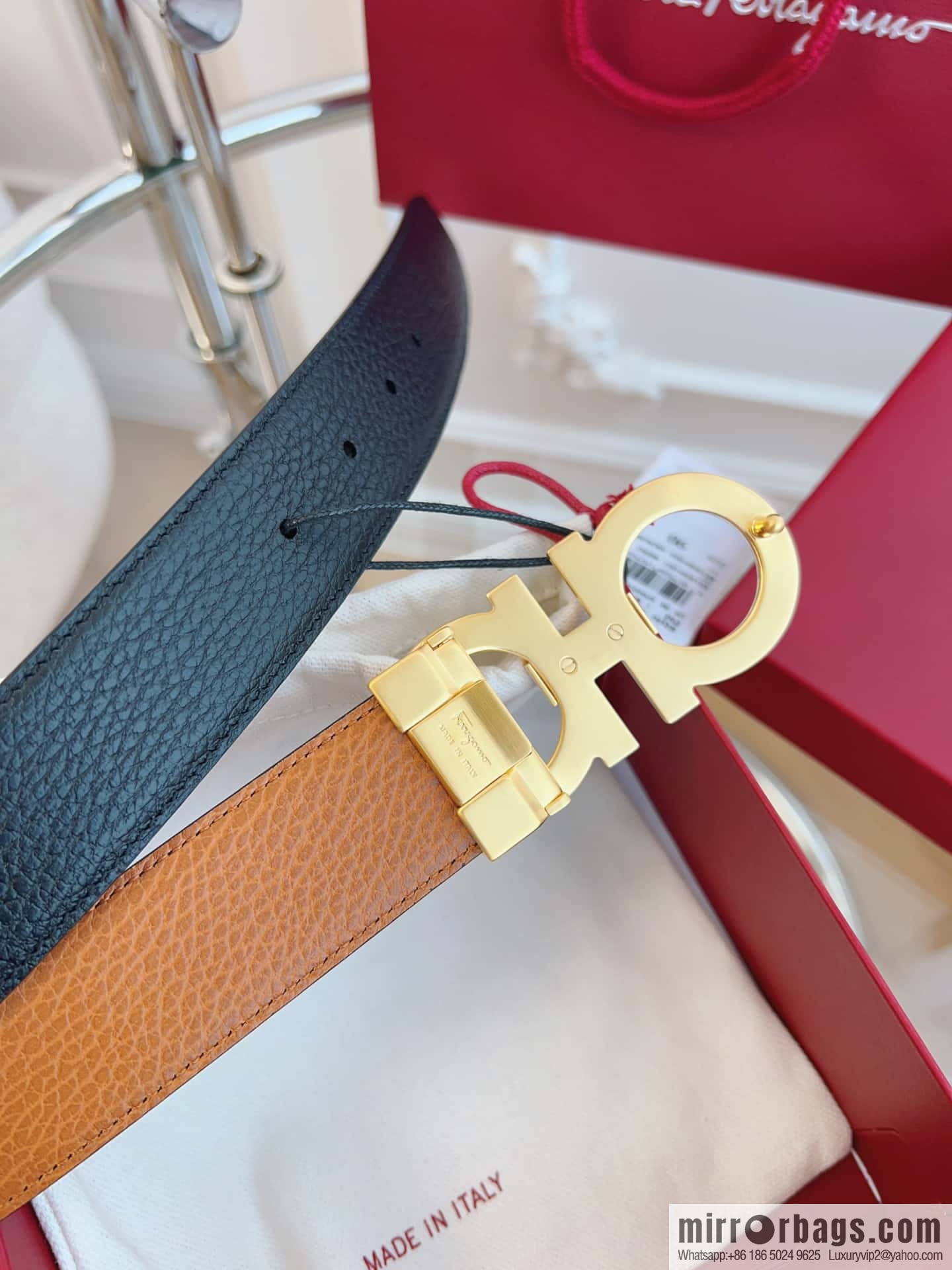Ferragamo 🅿 Original Leather Purchasing Grade 3.5cm Precision Brass Hardware Belt
