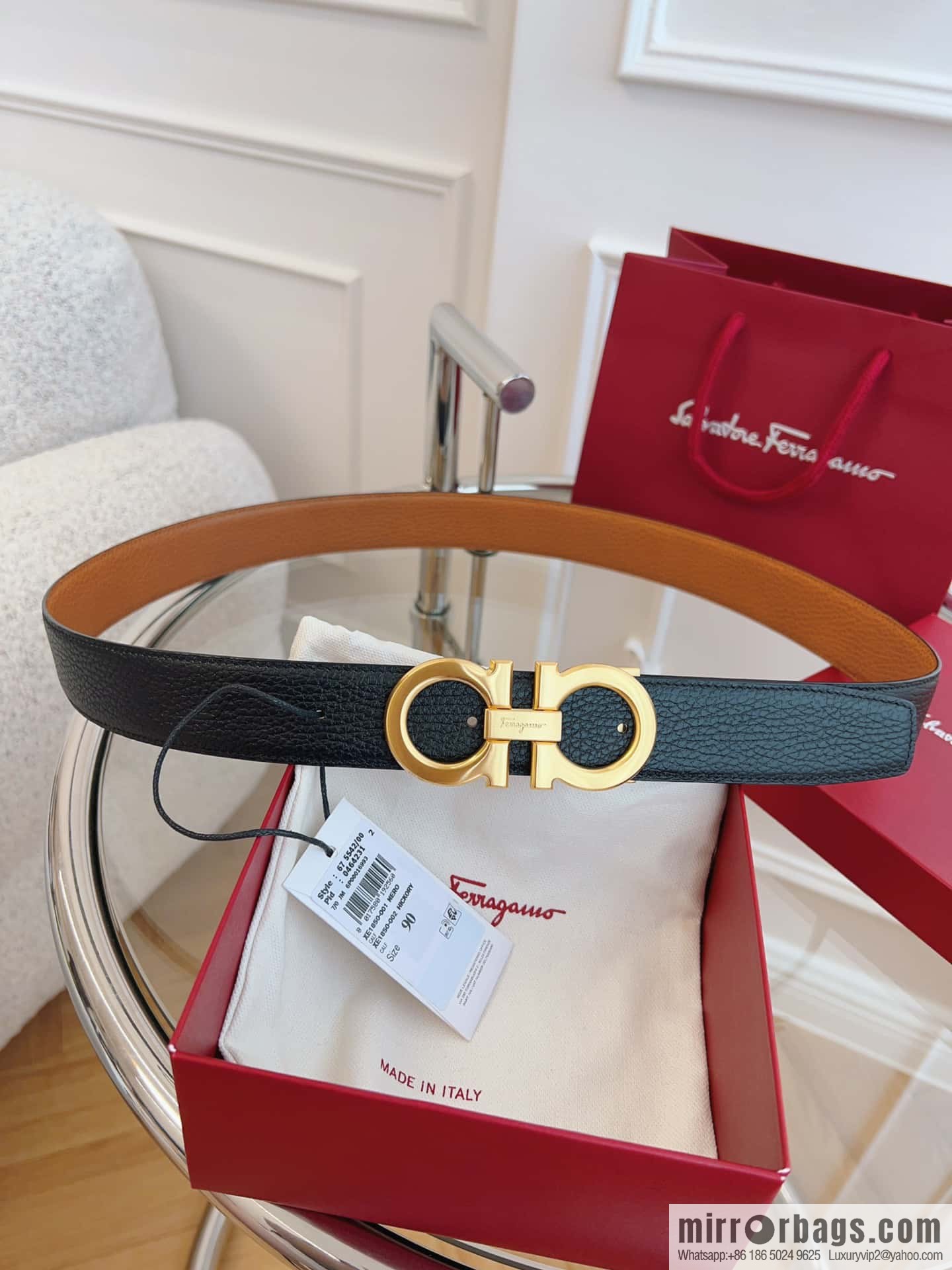 Ferragamo 🅿 Original Leather Purchasing Grade 3.5cm Precision Brass Hardware Belt