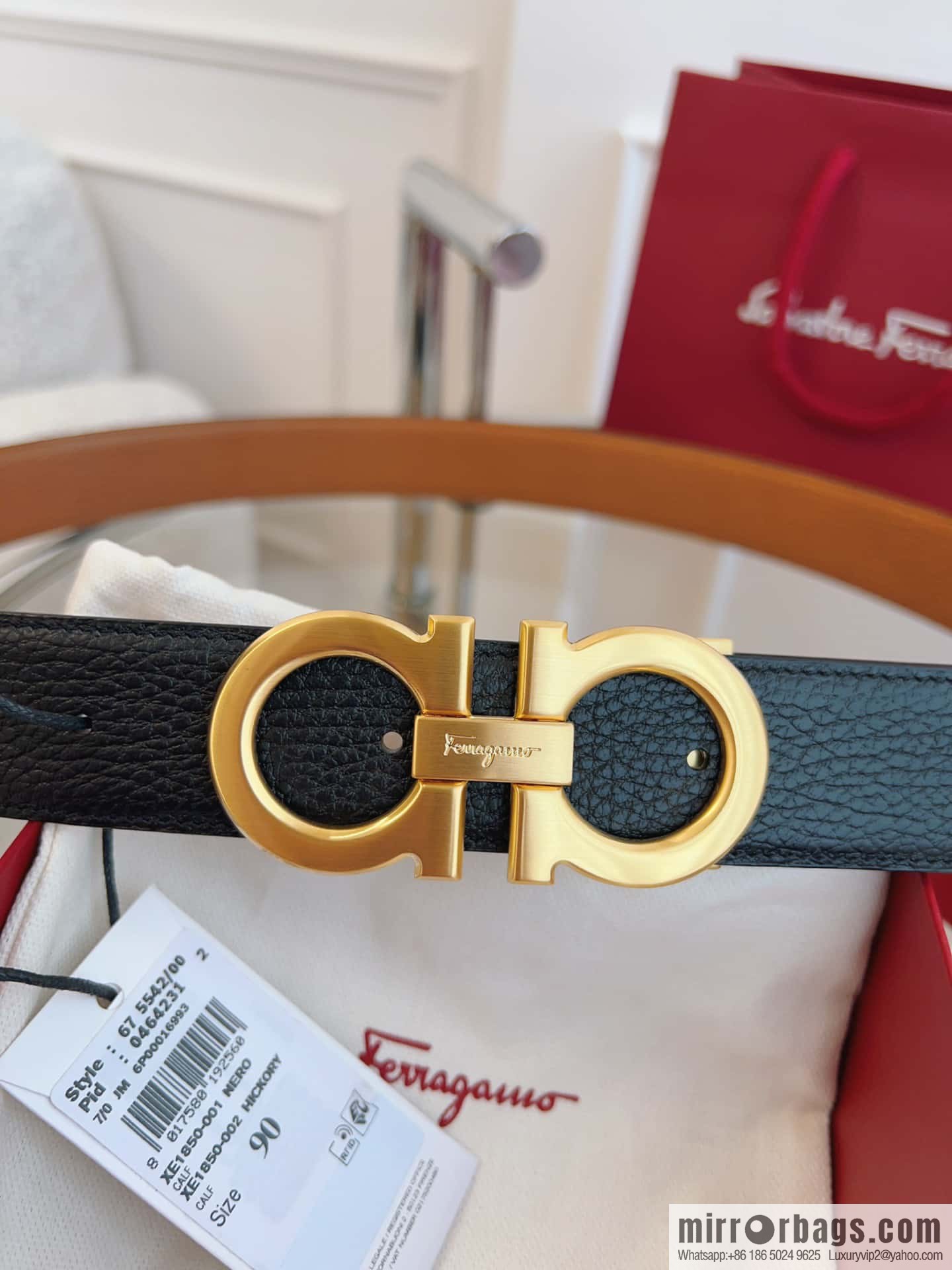 Ferragamo 🅿 Original Leather Purchasing Grade 3.5cm Precision Brass Hardware Belt