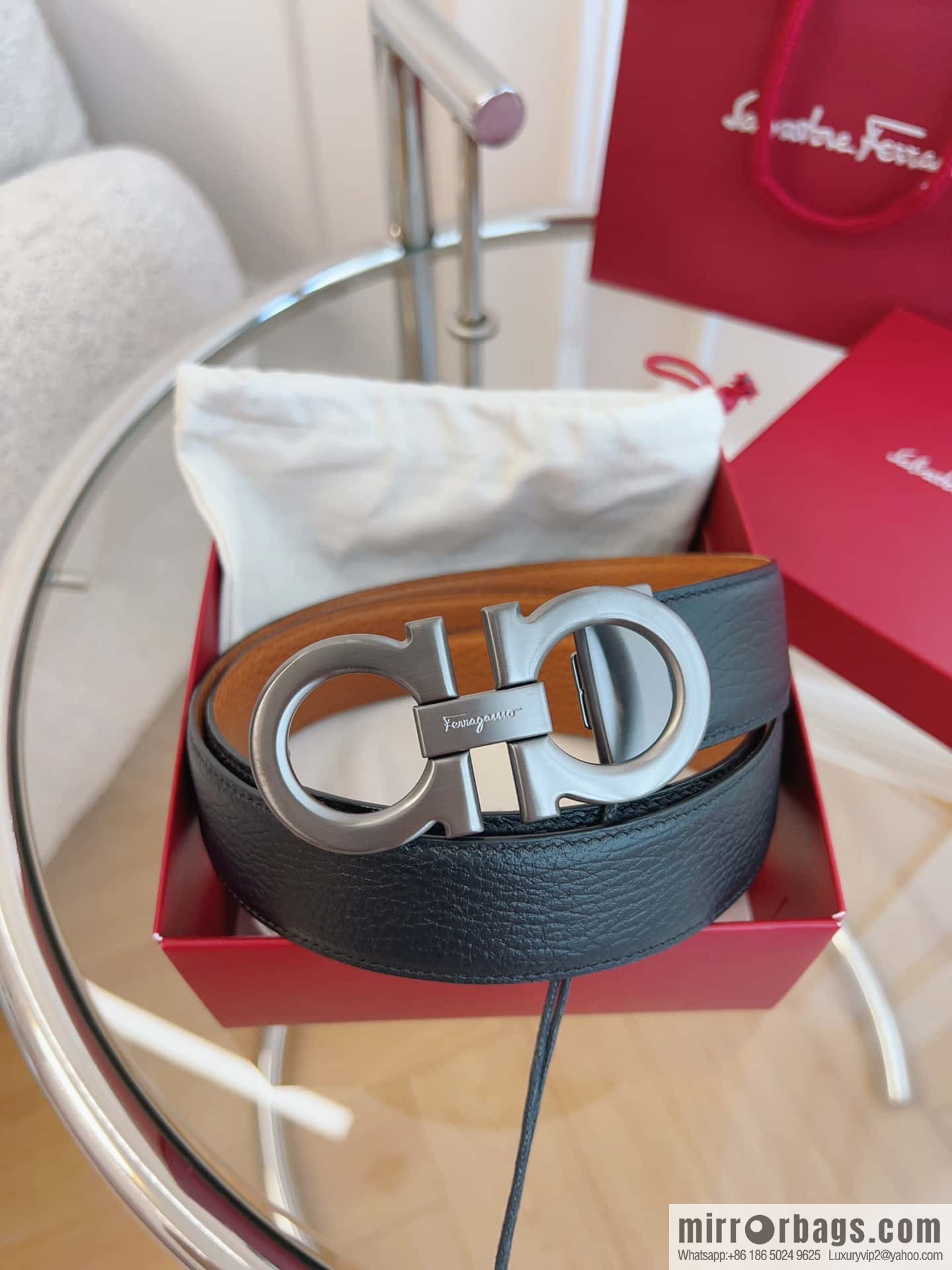 Ferragamo 🅿 Original Leather Purchasing Grade 3.5cm Precision Brass Hardware Belt