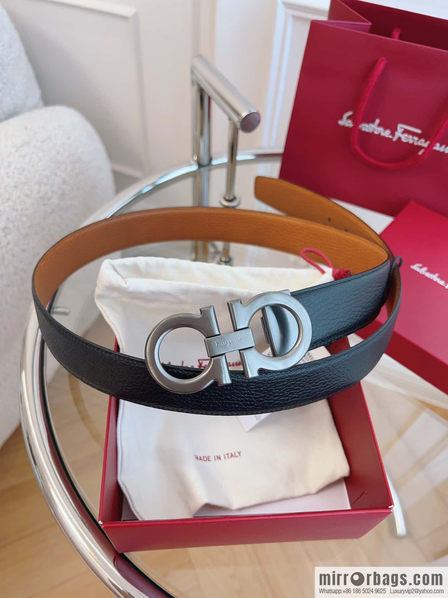 Ferragamo 🅿 Original Leather Purchasing Grade 3.5cm Precision Brass Hardware Belt