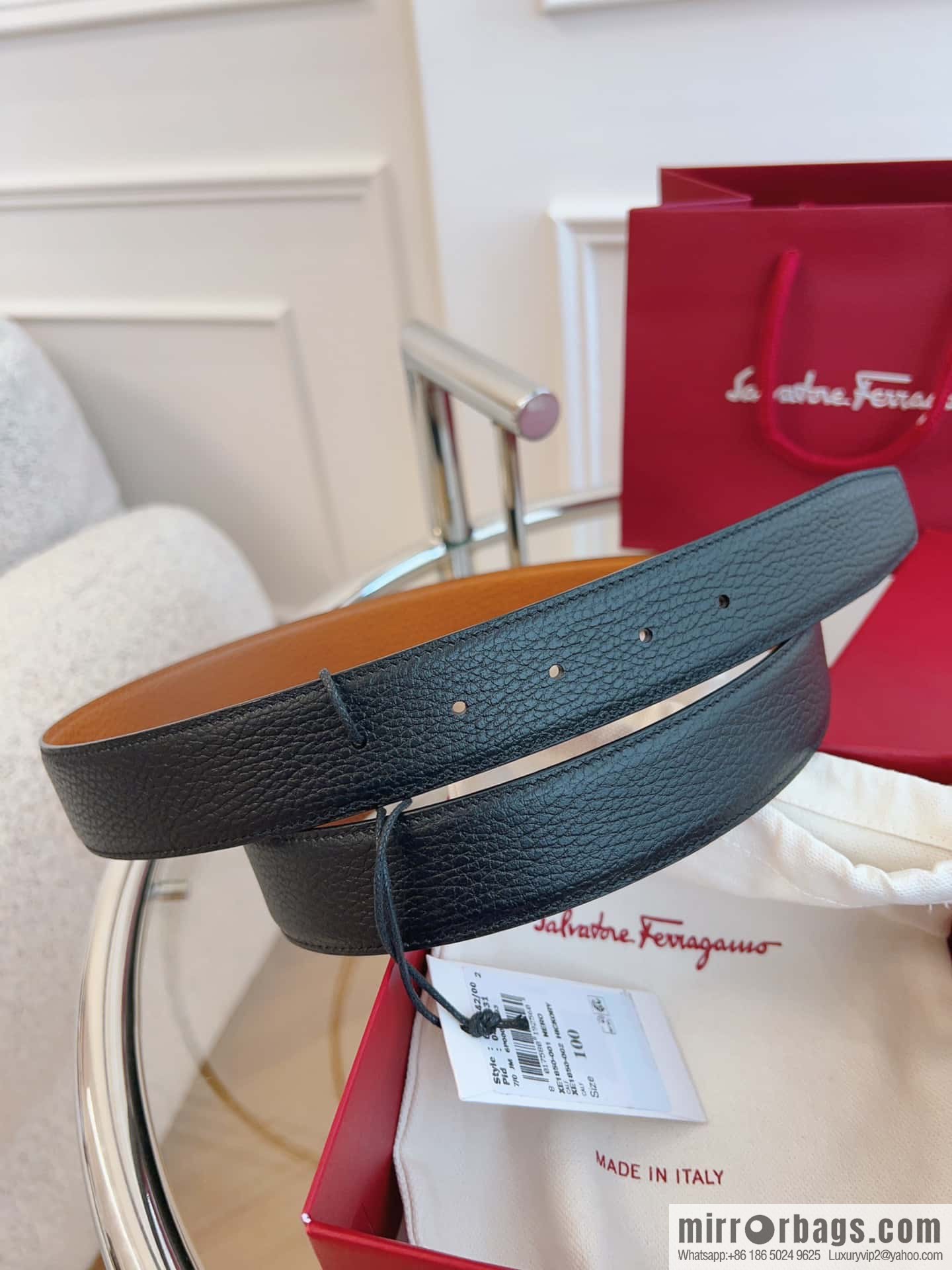 Ferragamo 🅿 Original Leather Purchasing Grade 3.5cm Precision Brass Hardware Belt