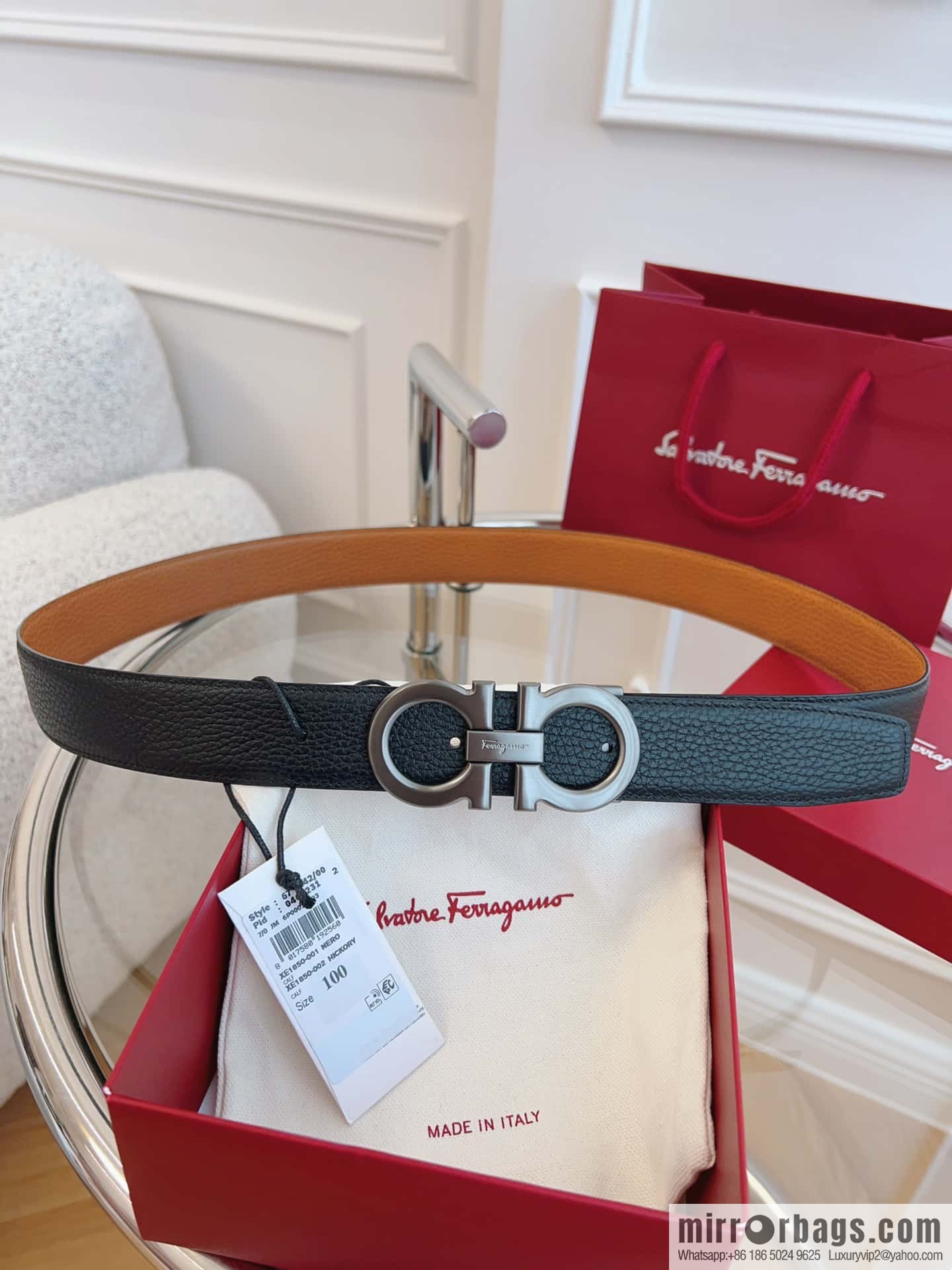 Ferragamo 🅿 Original Leather Purchasing Grade 3.5cm Precision Brass Hardware Belt