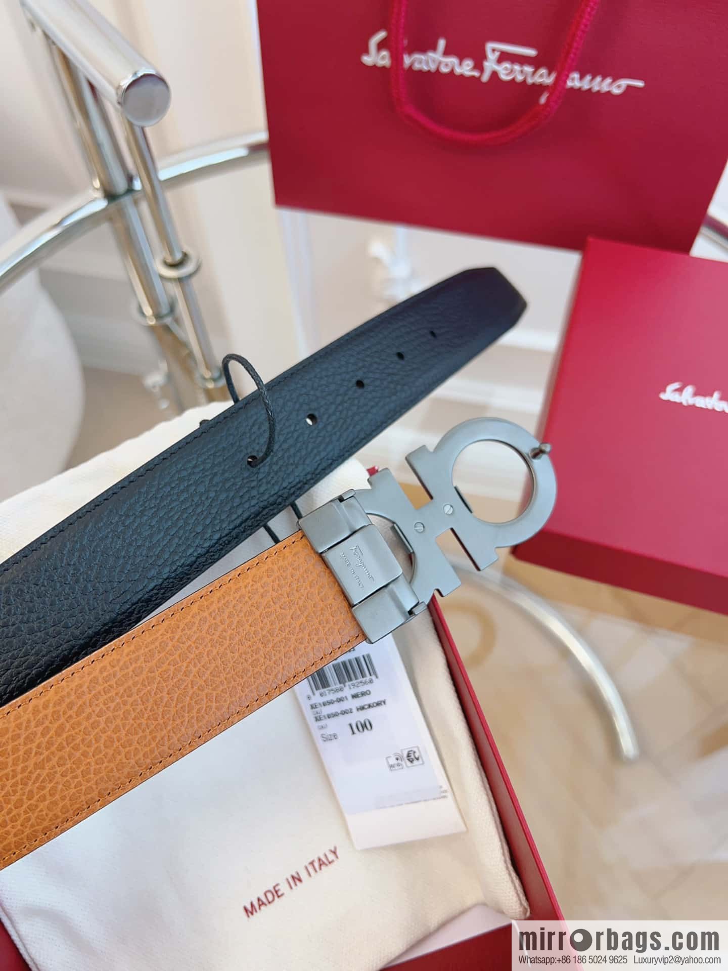 Ferragamo 🅿 Original Leather Purchasing Grade 3.5cm Precision Brass Hardware Belt
