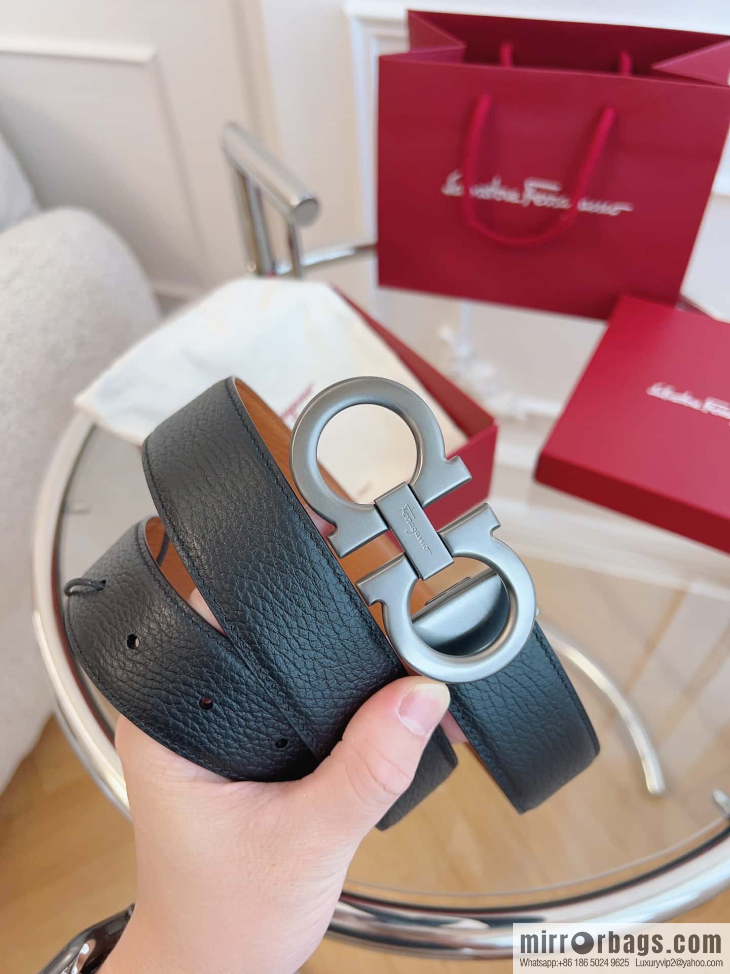 Ferragamo 🅿 Original Leather Purchasing Grade 3.5cm Precision Brass Hardware Belt