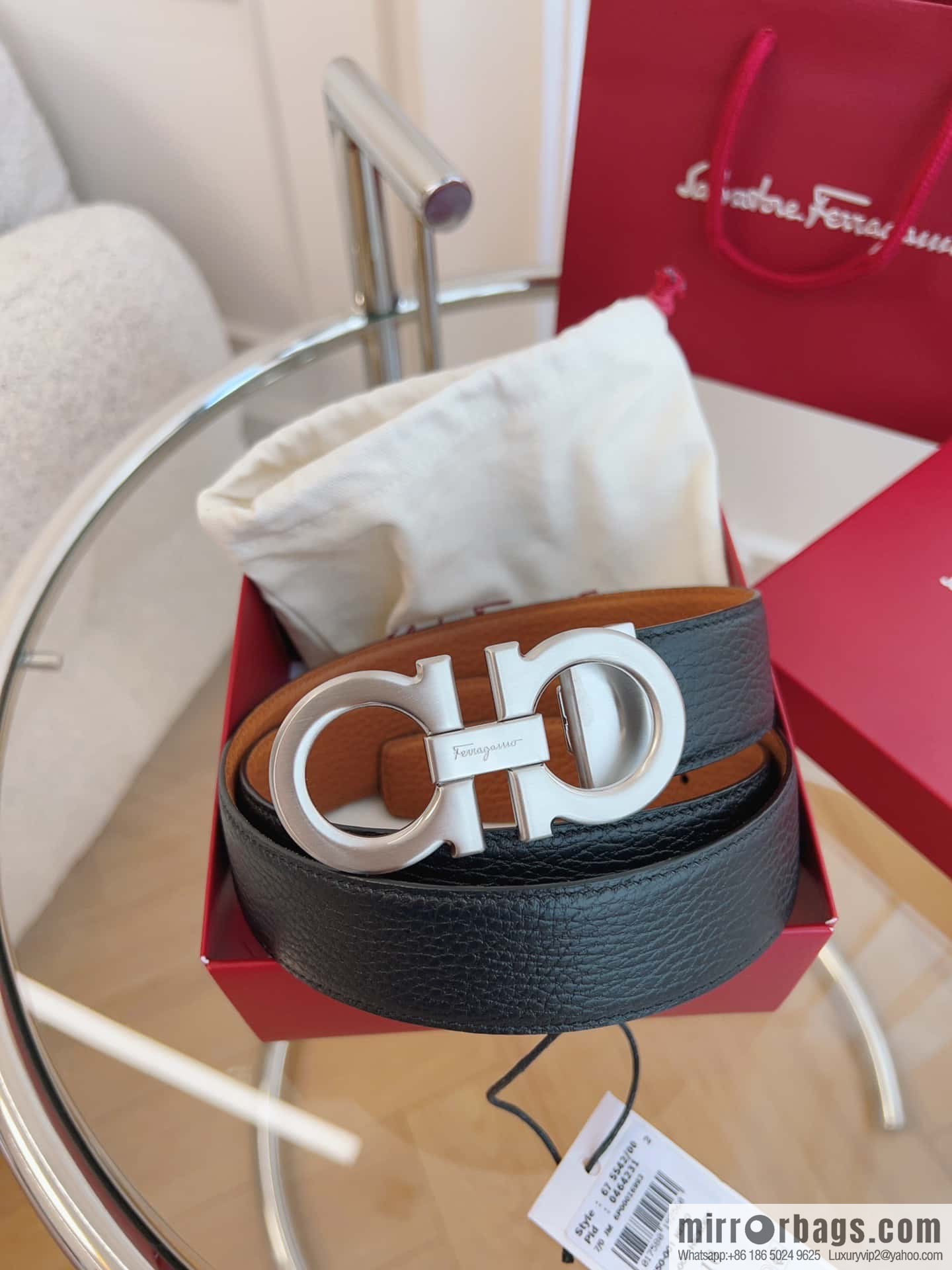 Ferragamo 🅿 Original Leather Purchasing Grade 3.5cm Precision Brass Hardware Belt