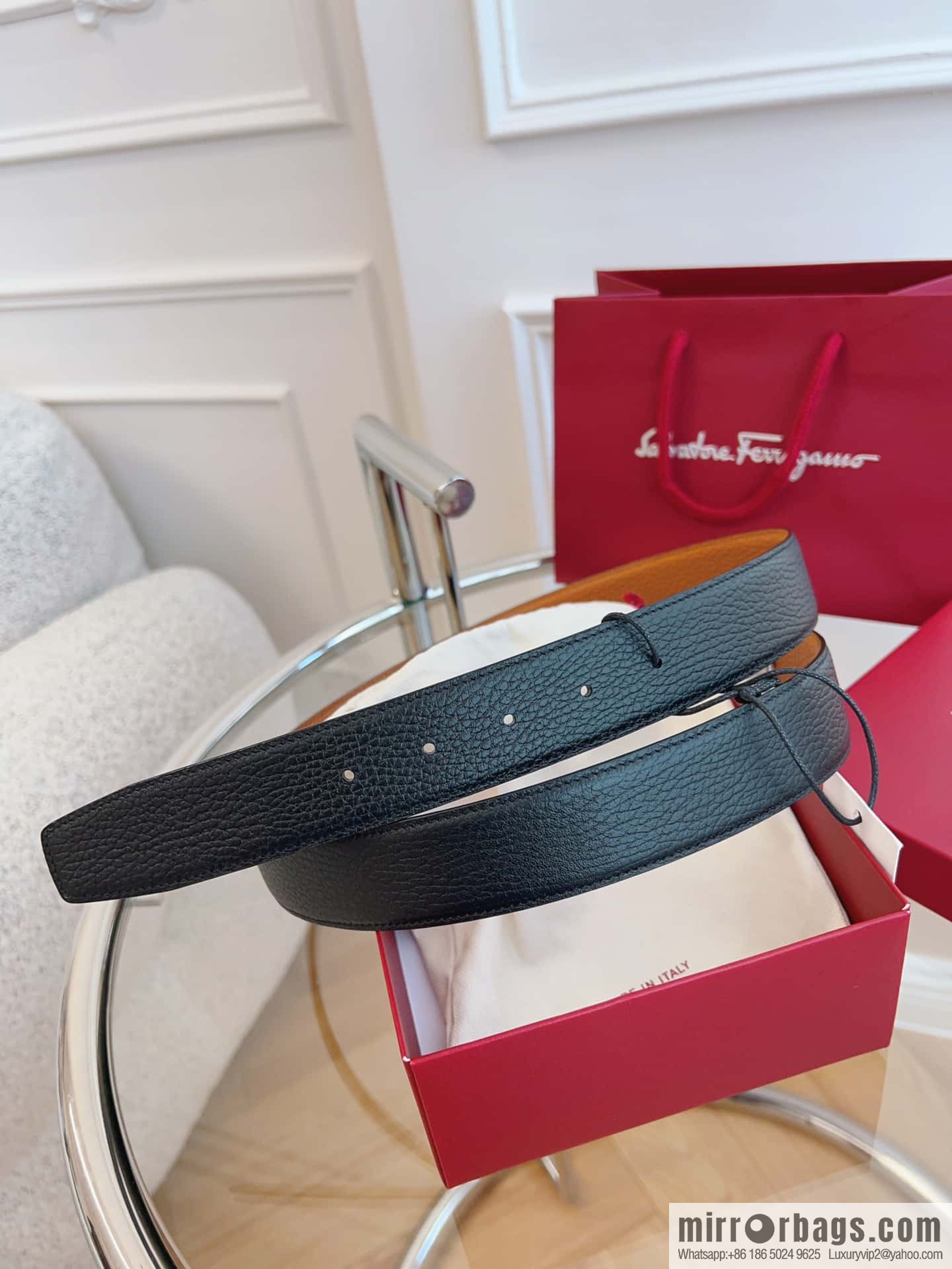 Ferragamo 🅿 Original Leather Purchasing Grade 3.5cm Precision Brass Hardware Belt