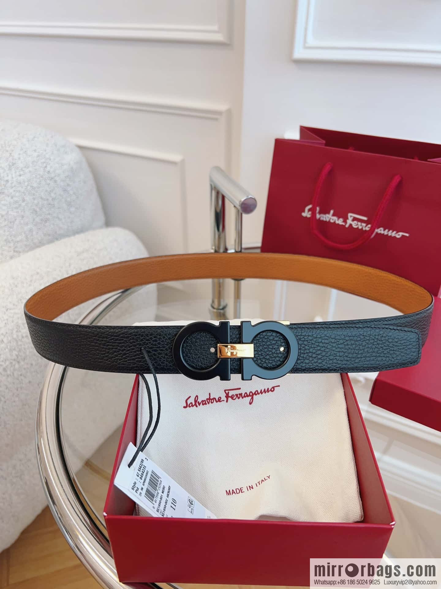 Ferragamo 🅿 Original Leather Purchasing Grade 3.5cm Precision Brass Hardware Belt