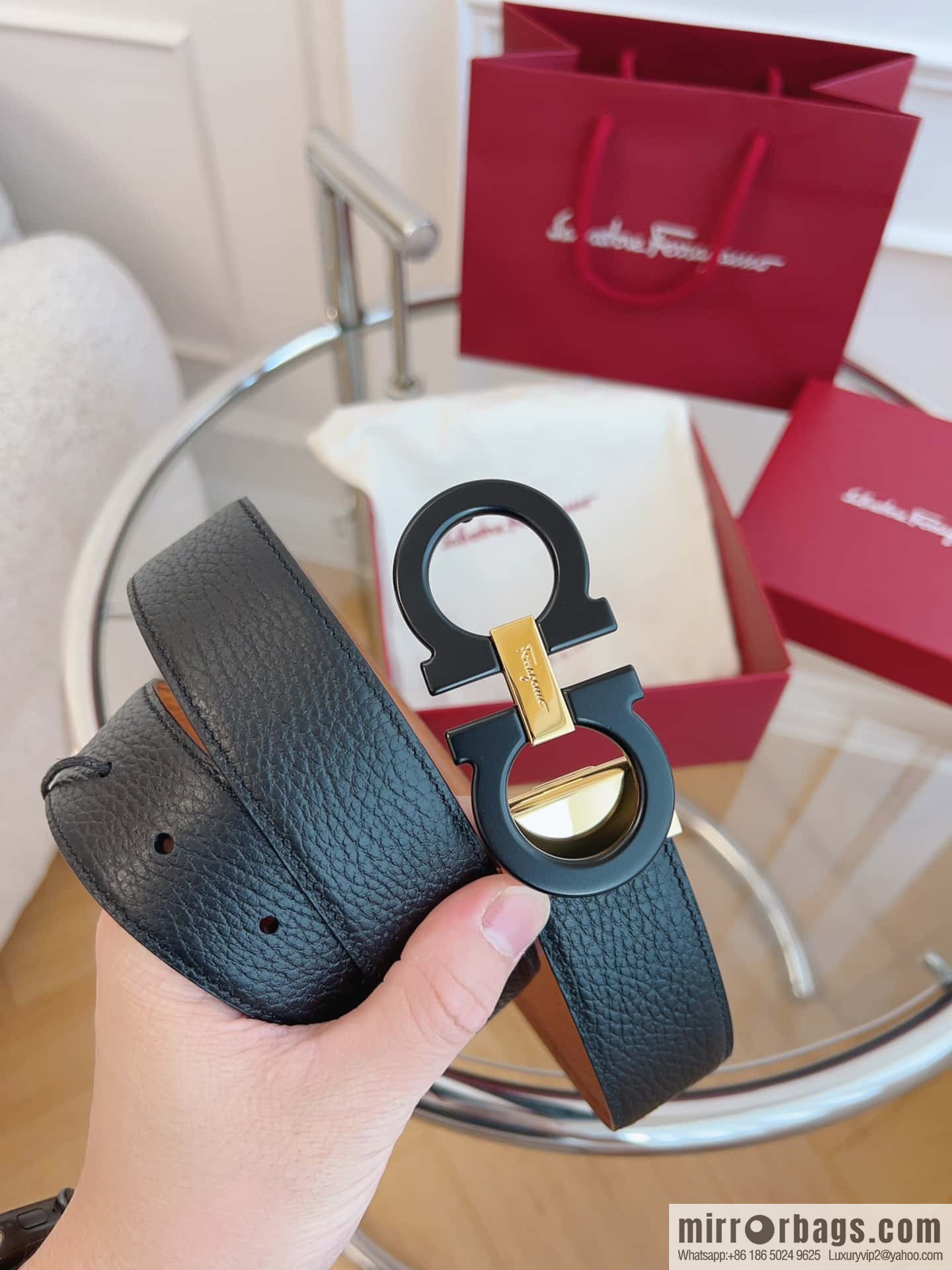 Ferragamo 🅿 Original Leather Purchasing Grade 3.5cm Precision Brass Hardware Belt