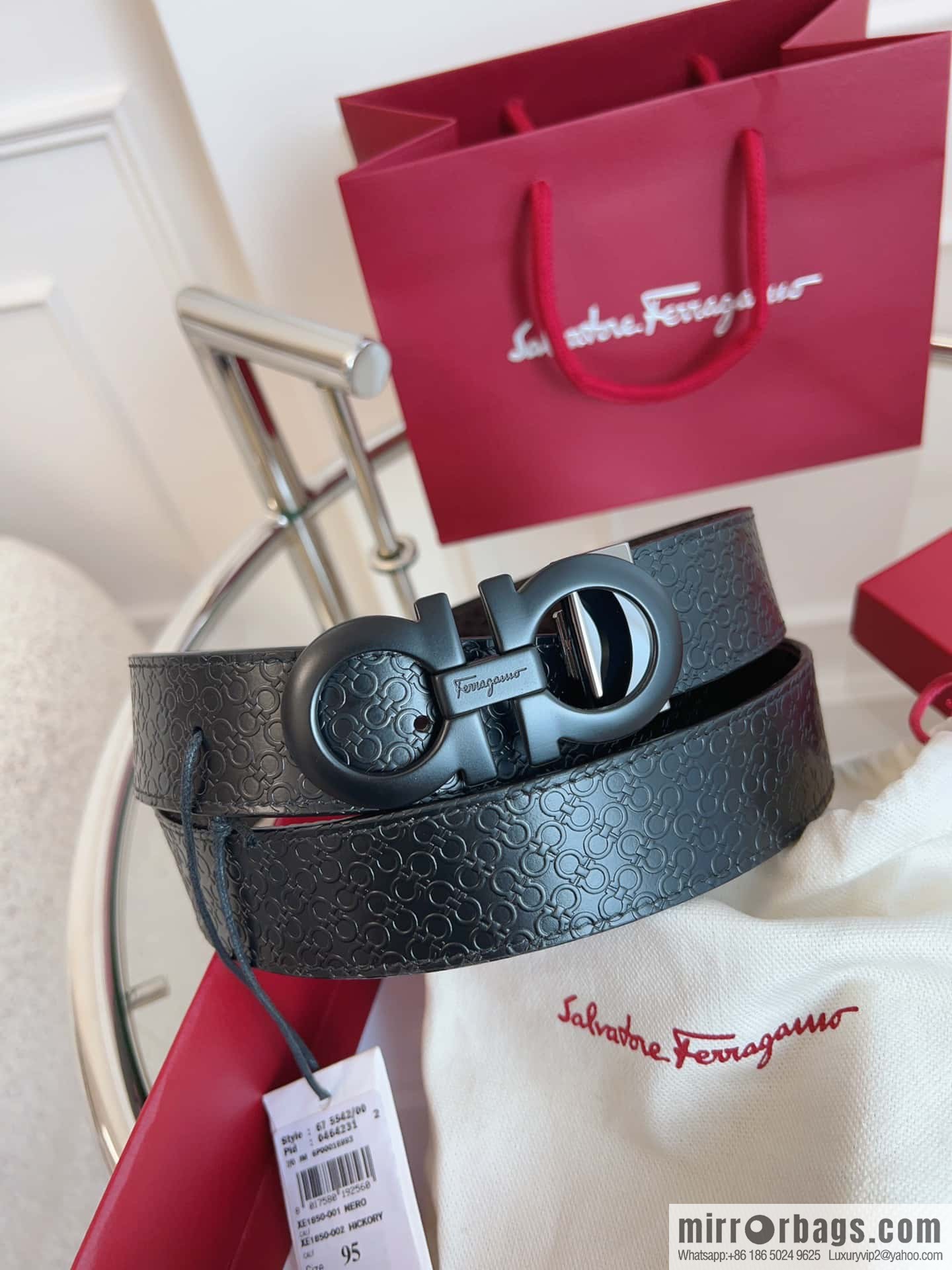 Ferragamo 🅿 Original Leather Purchasing Grade 3.5cm Precision Brass Hardware Belt