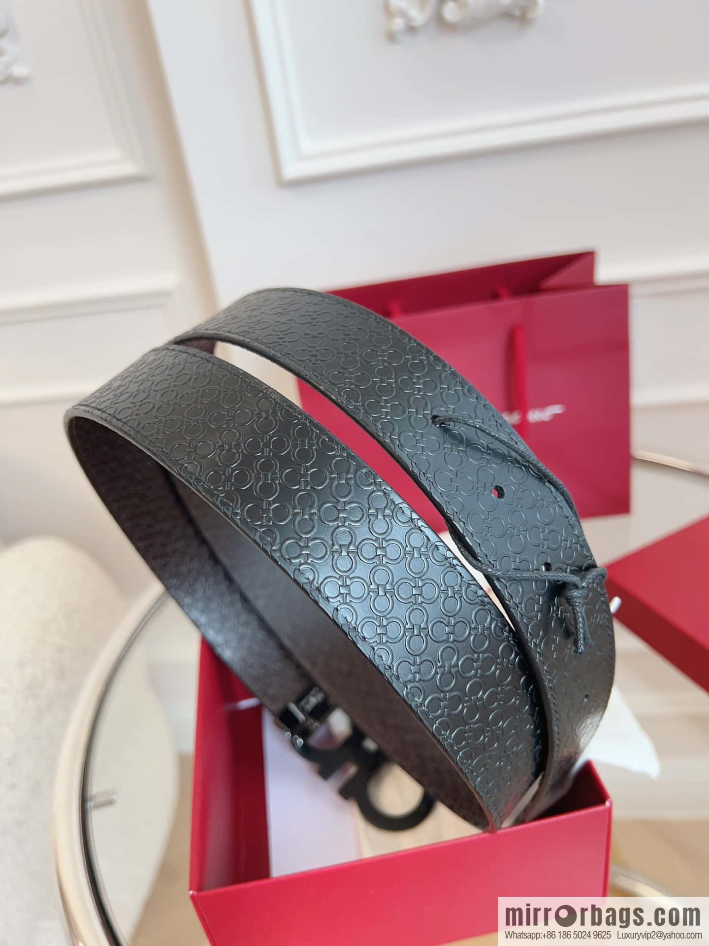 Ferragamo 🅿 Original Leather Purchasing Grade 3.5cm Precision Brass Hardware Belt