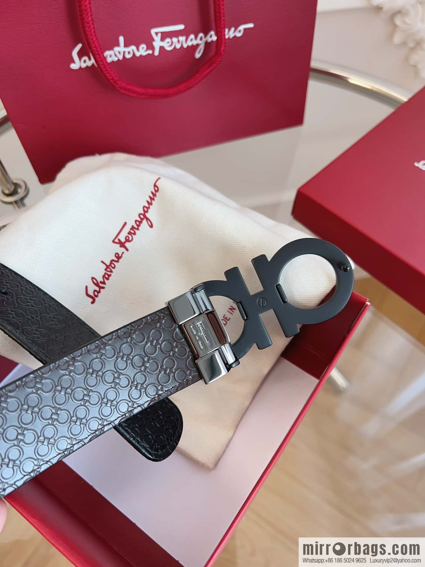Ferragamo 🅿 Original Leather Purchasing Grade 3.5cm Precision Brass Hardware Belt