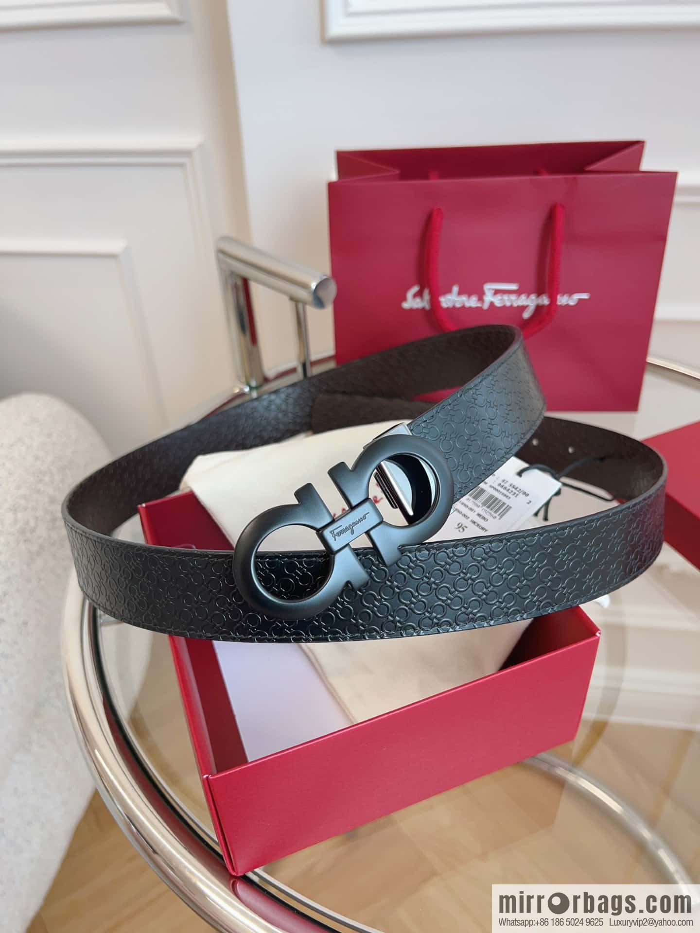 Ferragamo 🅿 Original Leather Purchasing Grade 3.5cm Precision Brass Hardware Belt