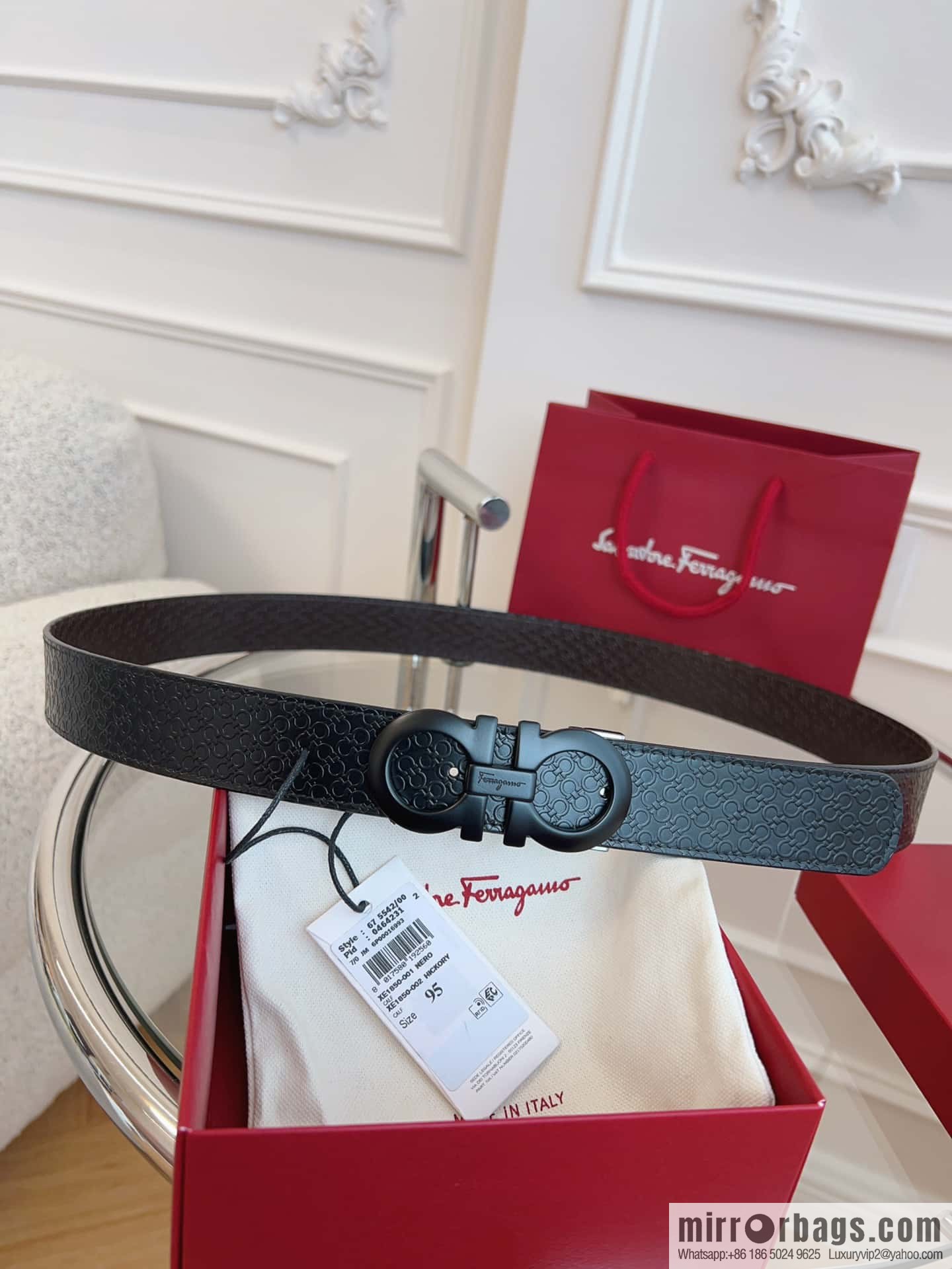 Ferragamo 🅿 Original Leather Purchasing Grade 3.5cm Precision Brass Hardware Belt
