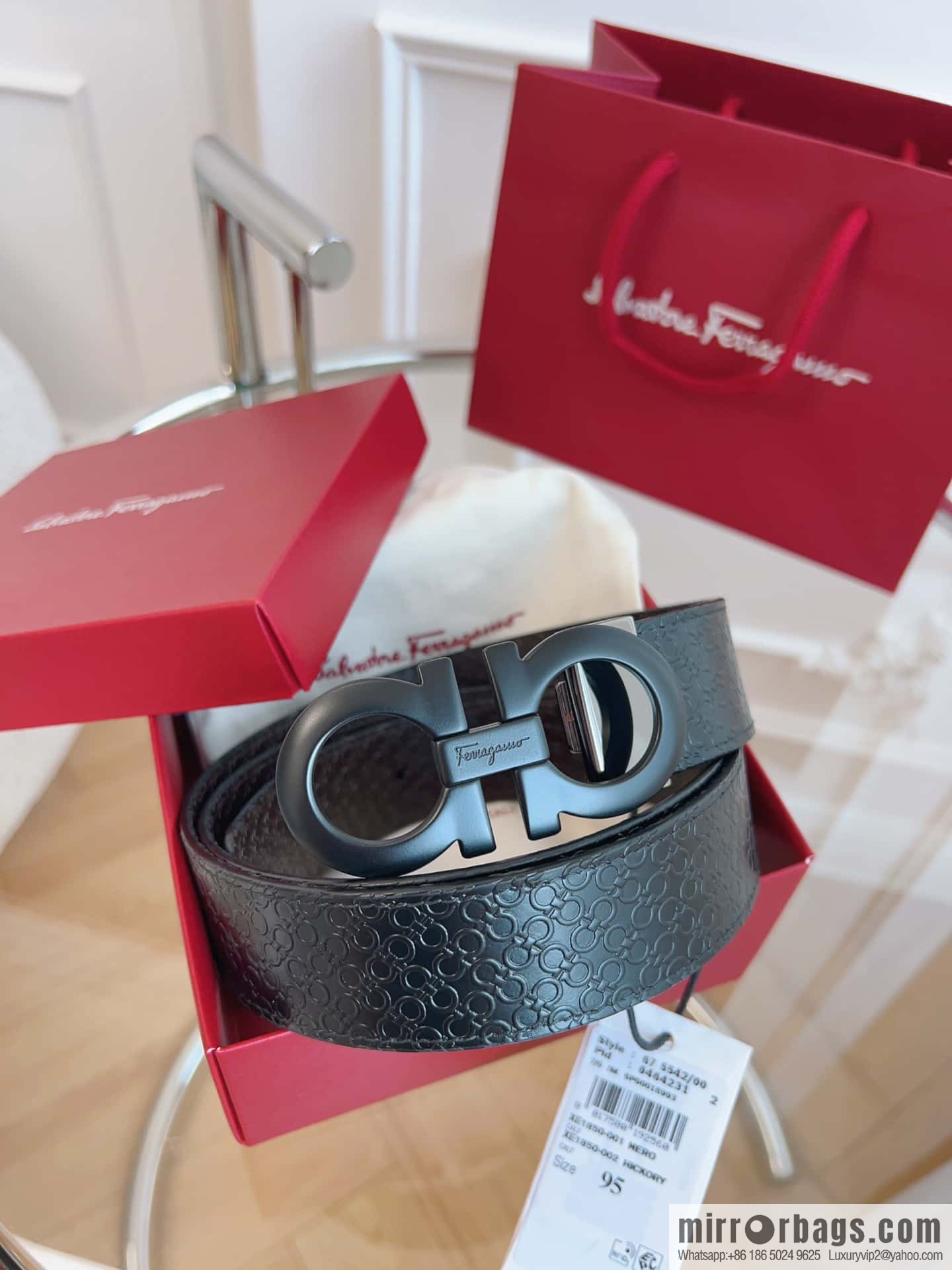 Ferragamo 🅿 Original Leather Purchasing Grade 3.5cm Precision Brass Hardware Belt