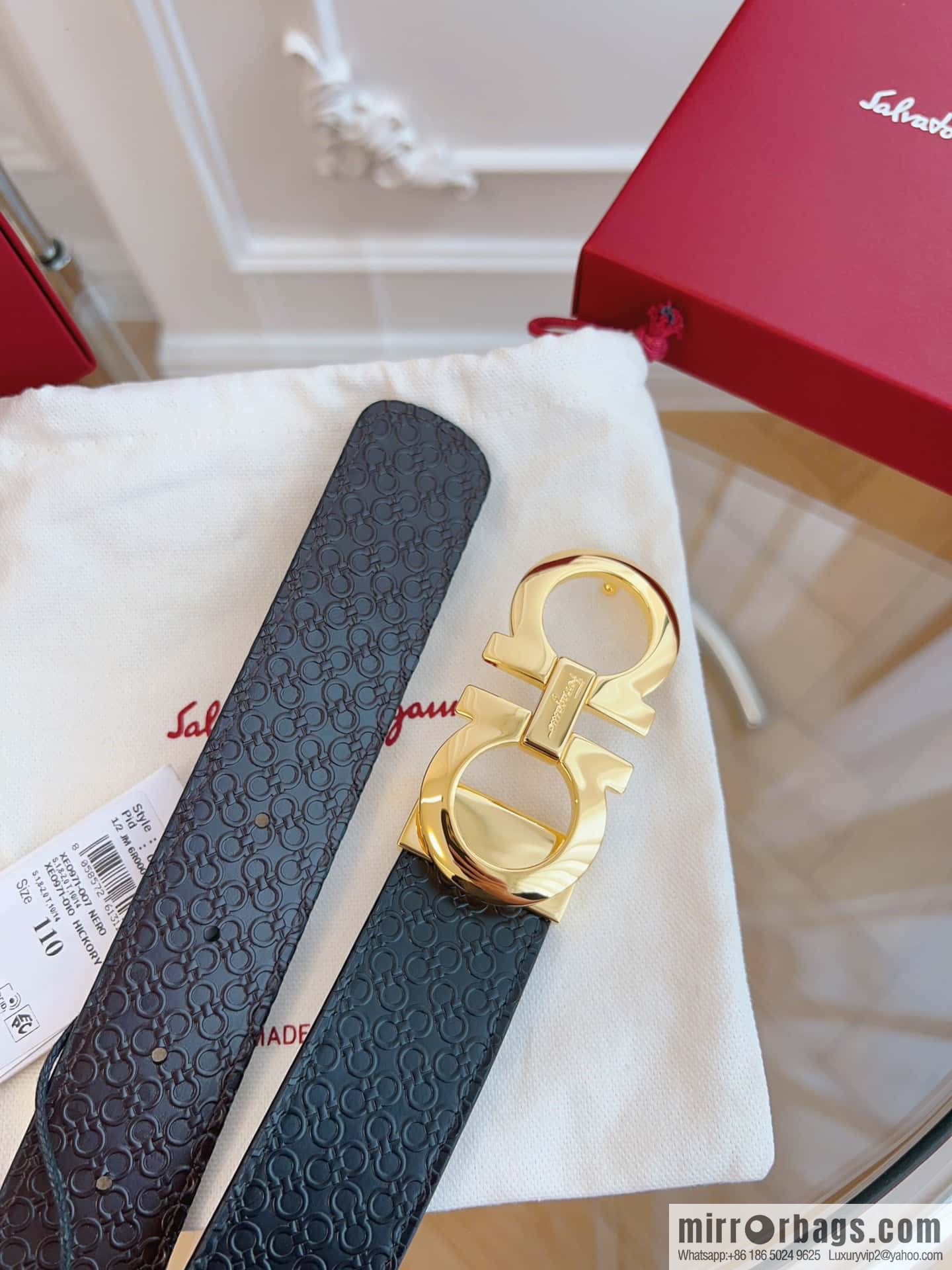 Ferragamo 🅿 Original Leather Purchasing Grade 3.5cm Precision Brass Hardware Belt