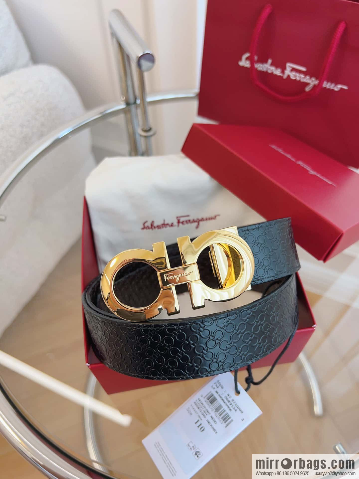 Ferragamo 🅿 Original Leather Purchasing Grade 3.5cm Precision Brass Hardware Belt