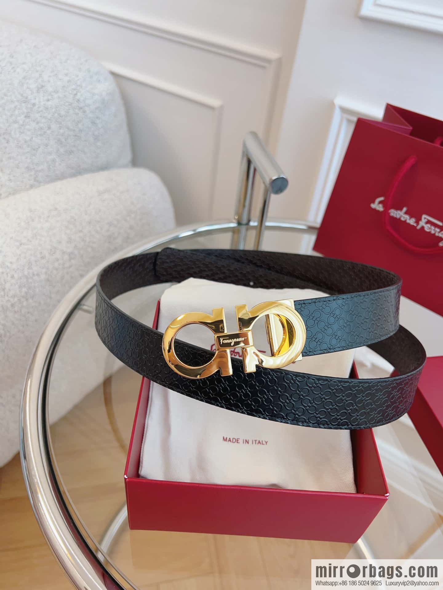 Ferragamo 🅿 Original Leather Purchasing Grade 3.5cm Precision Brass Hardware Belt