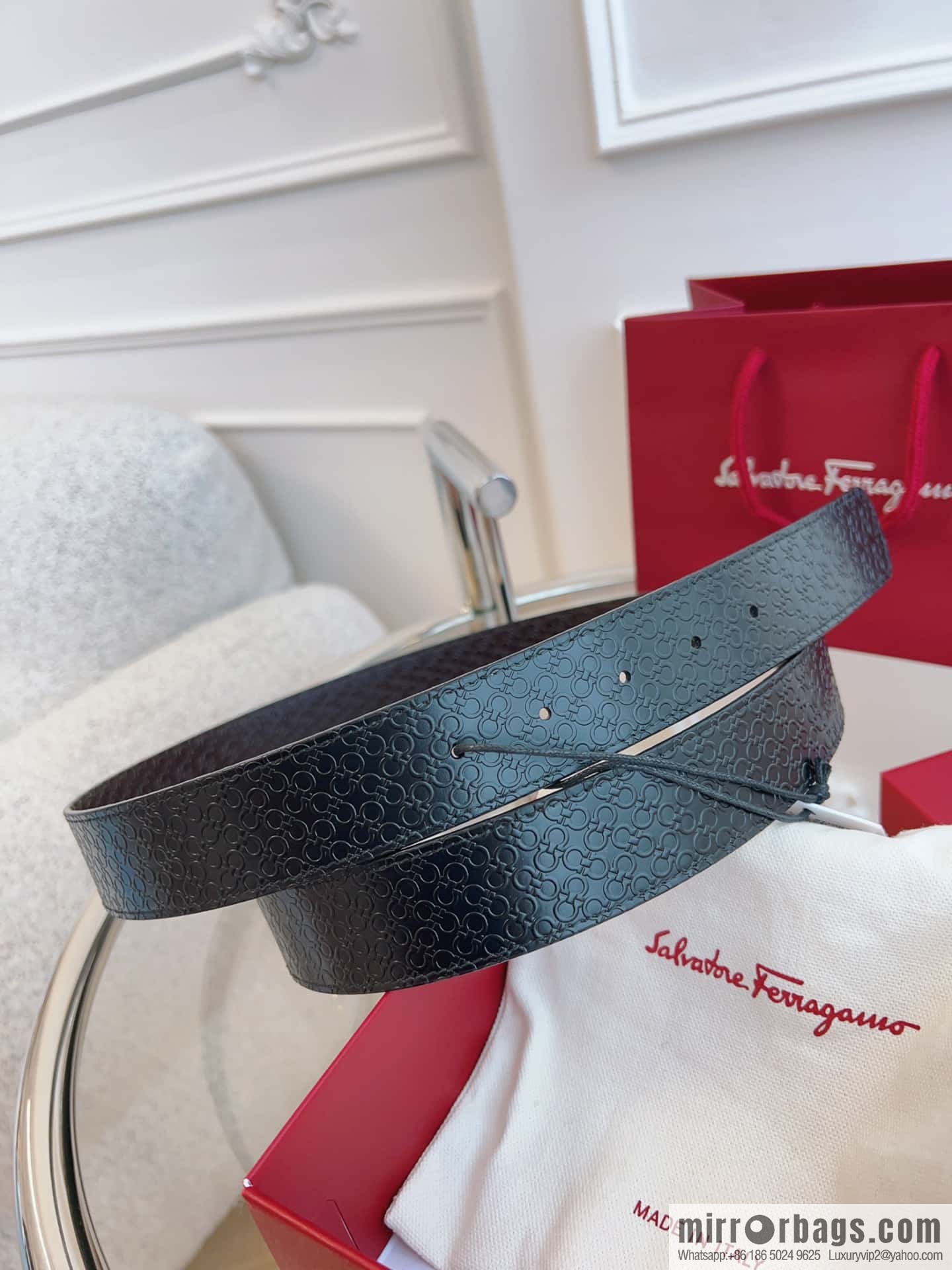 Ferragamo 🅿 Original Leather Purchasing Grade 3.5cm Precision Brass Hardware Belt