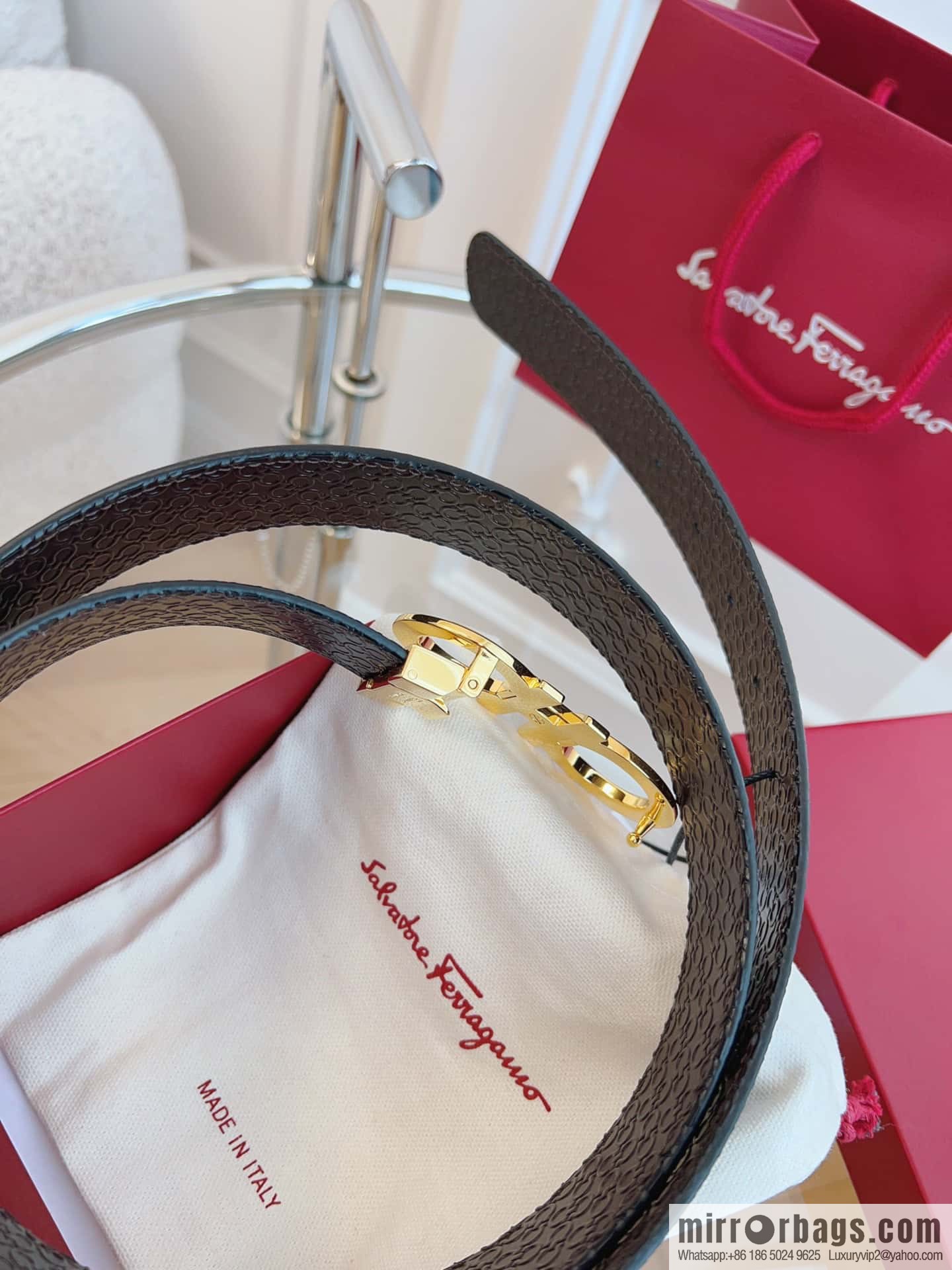 Ferragamo 🅿 Original Leather Purchasing Grade 3.5cm Precision Brass Hardware Belt