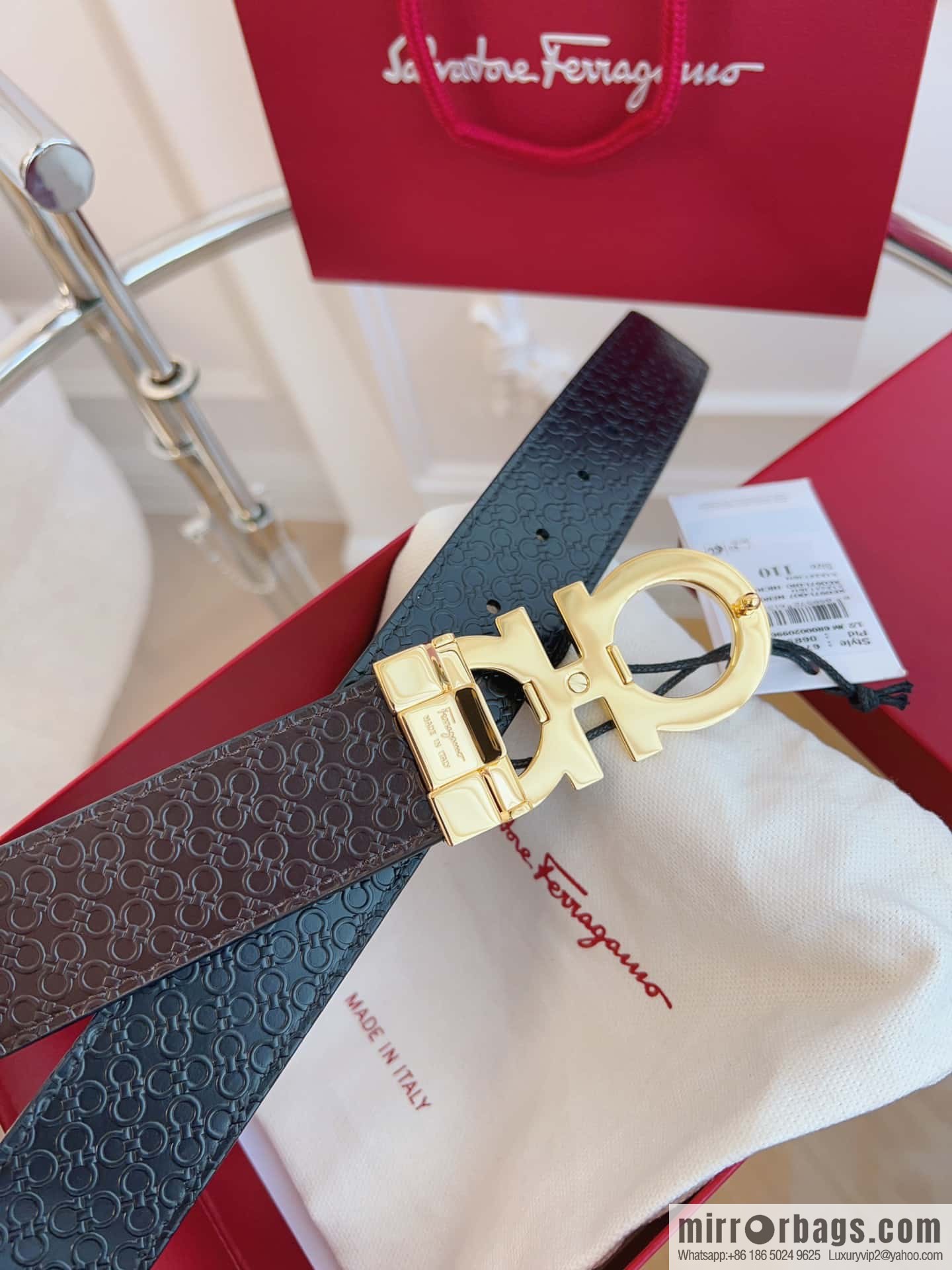 Ferragamo 🅿 Original Leather Purchasing Grade 3.5cm Precision Brass Hardware Belt