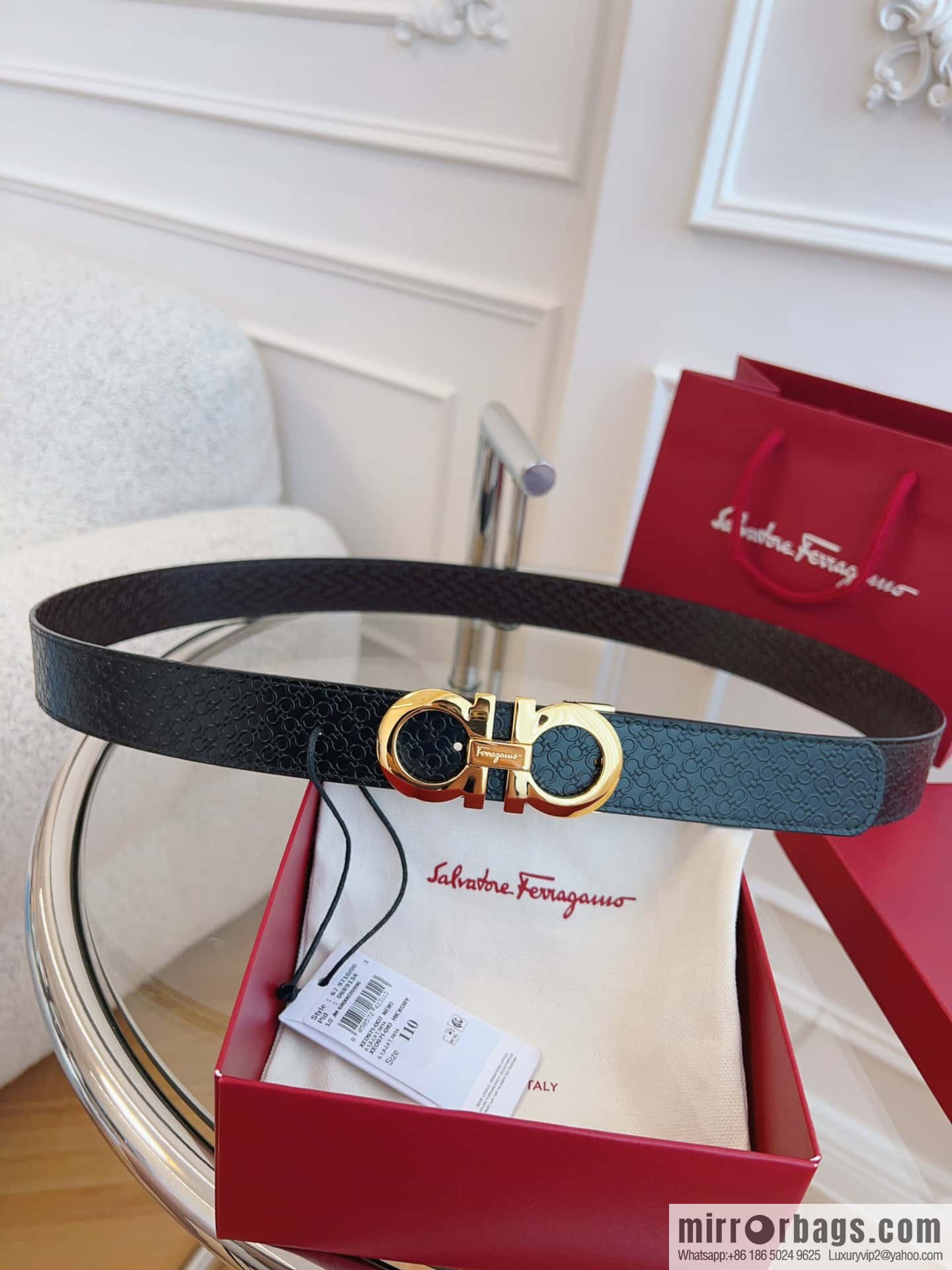 Ferragamo 🅿 Original Leather Purchasing Grade 3.5cm Precision Brass Hardware Belt