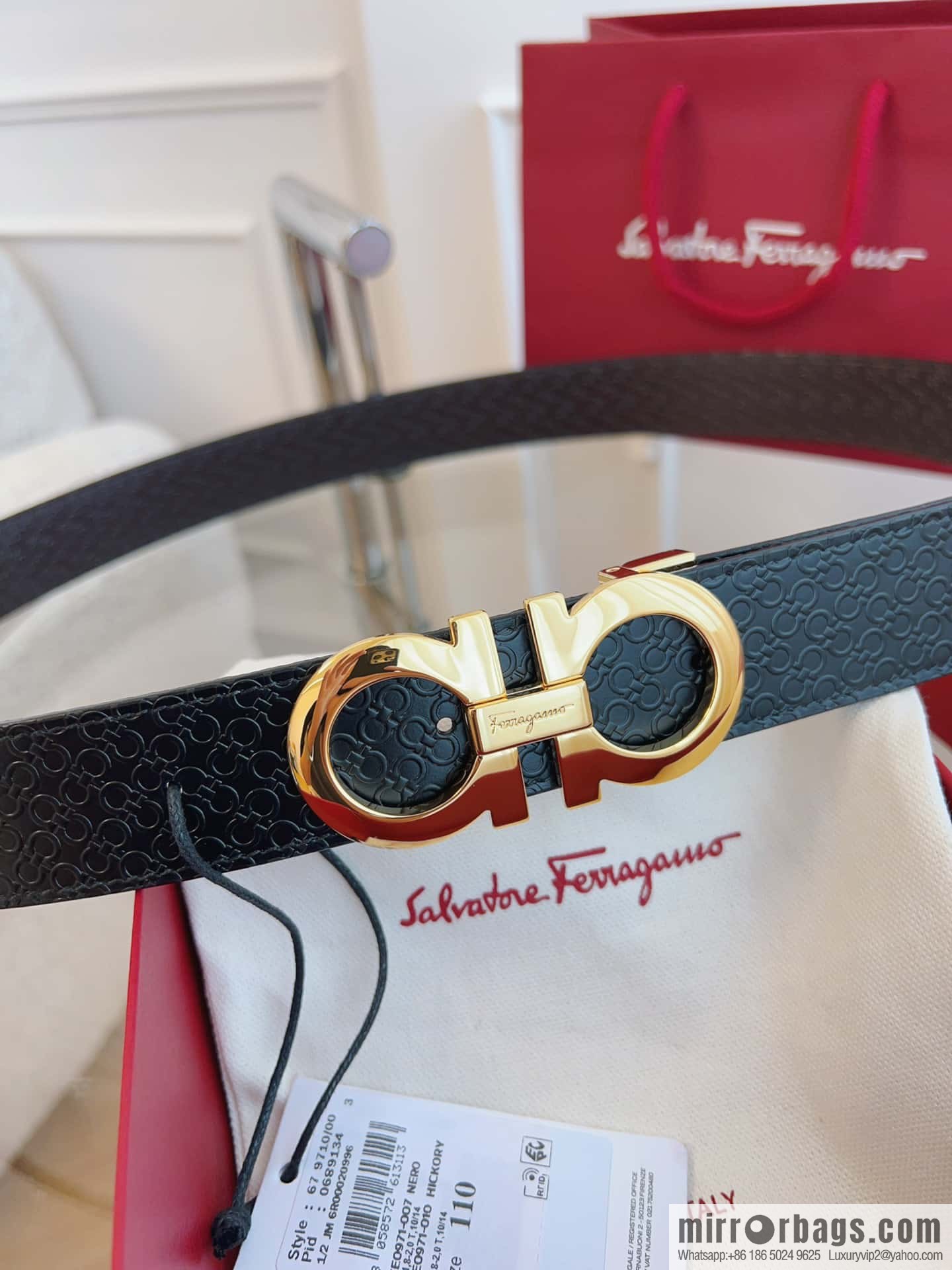 Ferragamo 🅿 Original Leather Purchasing Grade 3.5cm Precision Brass Hardware Belt