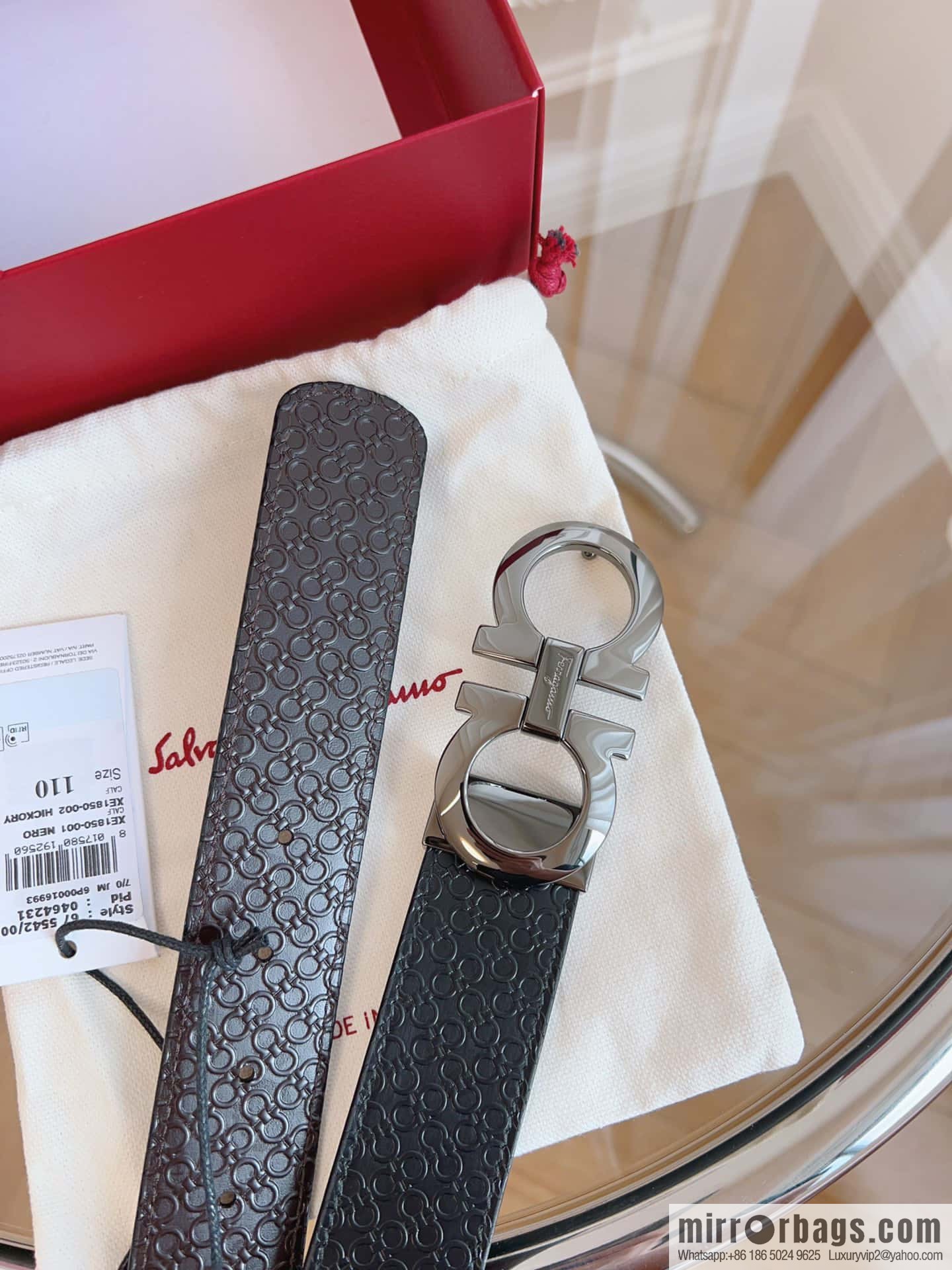 Ferragamo 🅿 Original Leather Purchasing Grade 3.5cm Precision Brass Hardware Belt