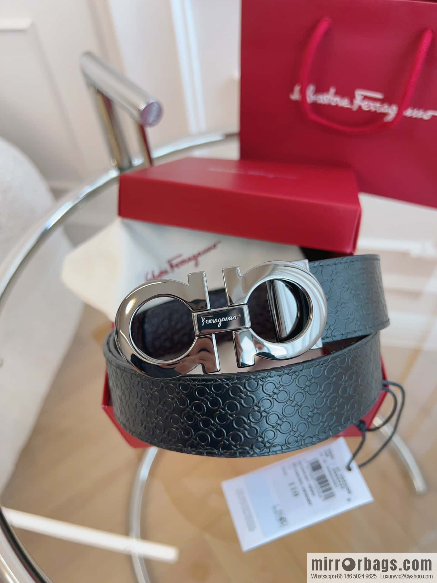 Ferragamo 🅿 Original Leather Purchasing Grade 3.5cm Precision Brass Hardware Belt