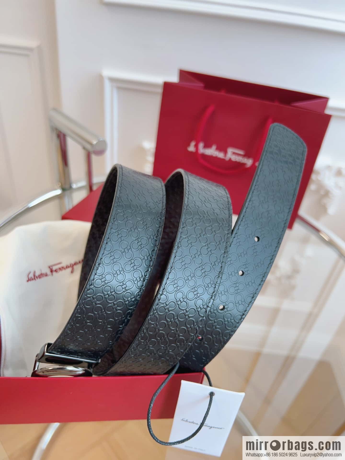Ferragamo 🅿 Original Leather Purchasing Grade 3.5cm Precision Brass Hardware Belt