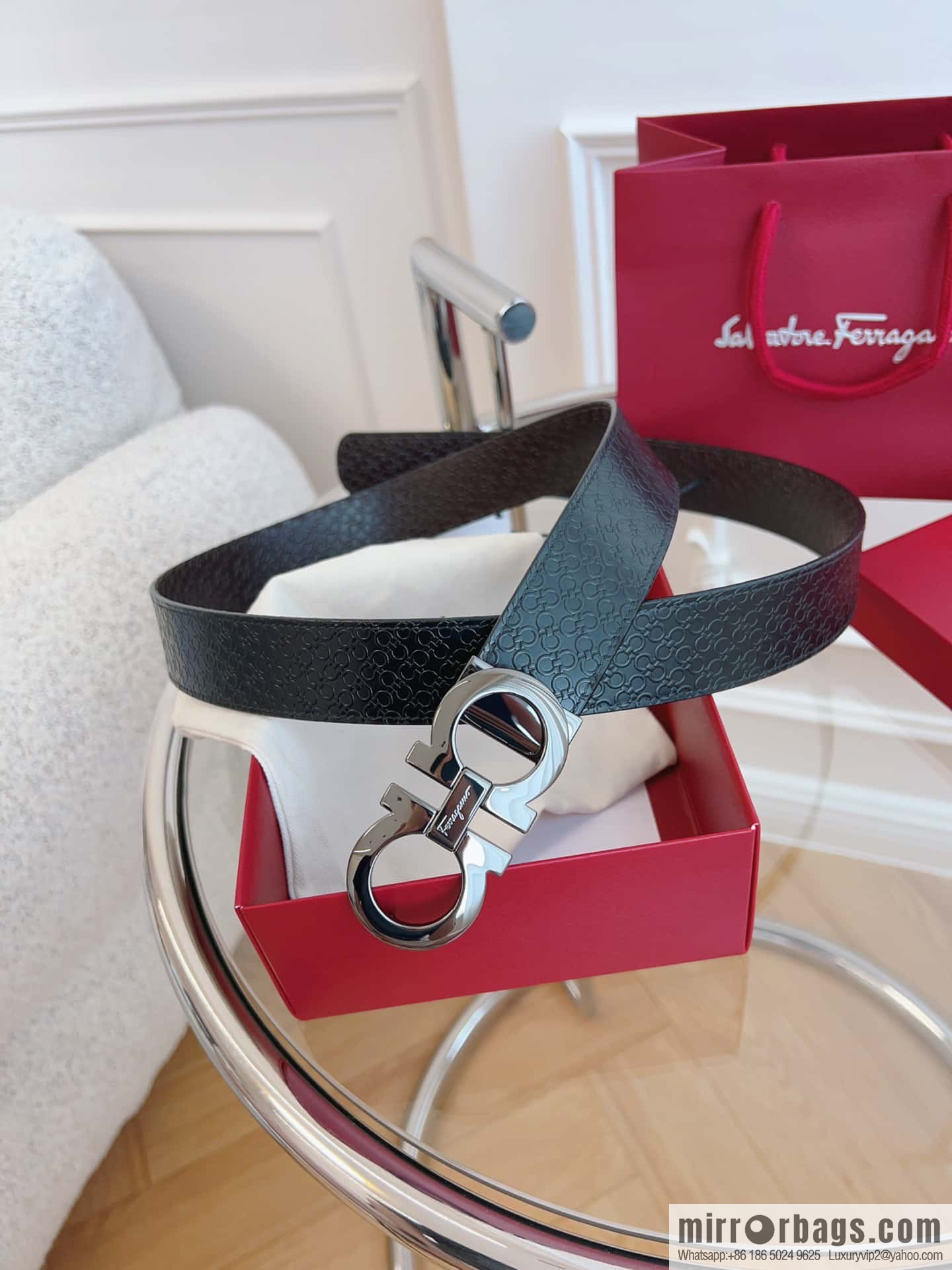 Ferragamo 🅿 Original Leather Purchasing Grade 3.5cm Precision Brass Hardware Belt