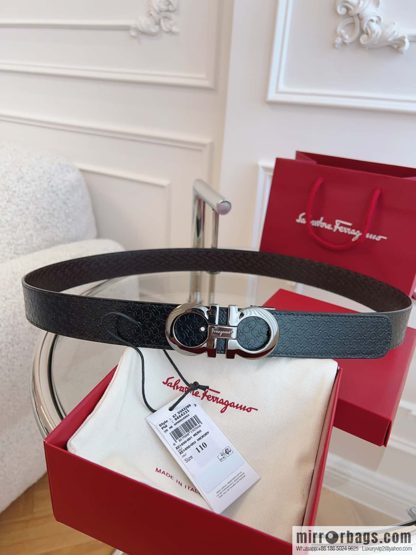 Ferragamo 🅿 Original Leather Purchasing Grade 3.5cm Precision Brass Hardware Belt
