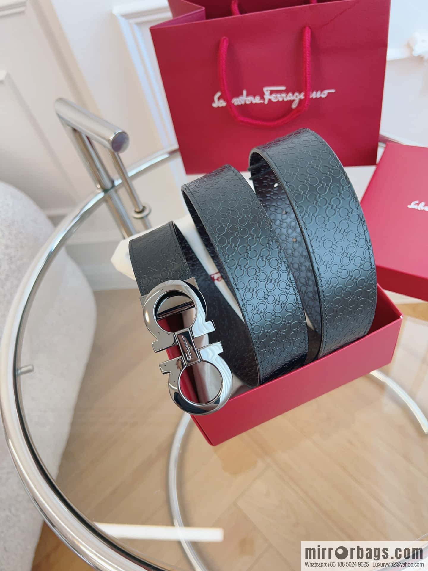 Ferragamo 🅿 Original Leather Purchasing Grade 3.5cm Precision Brass Hardware Belt