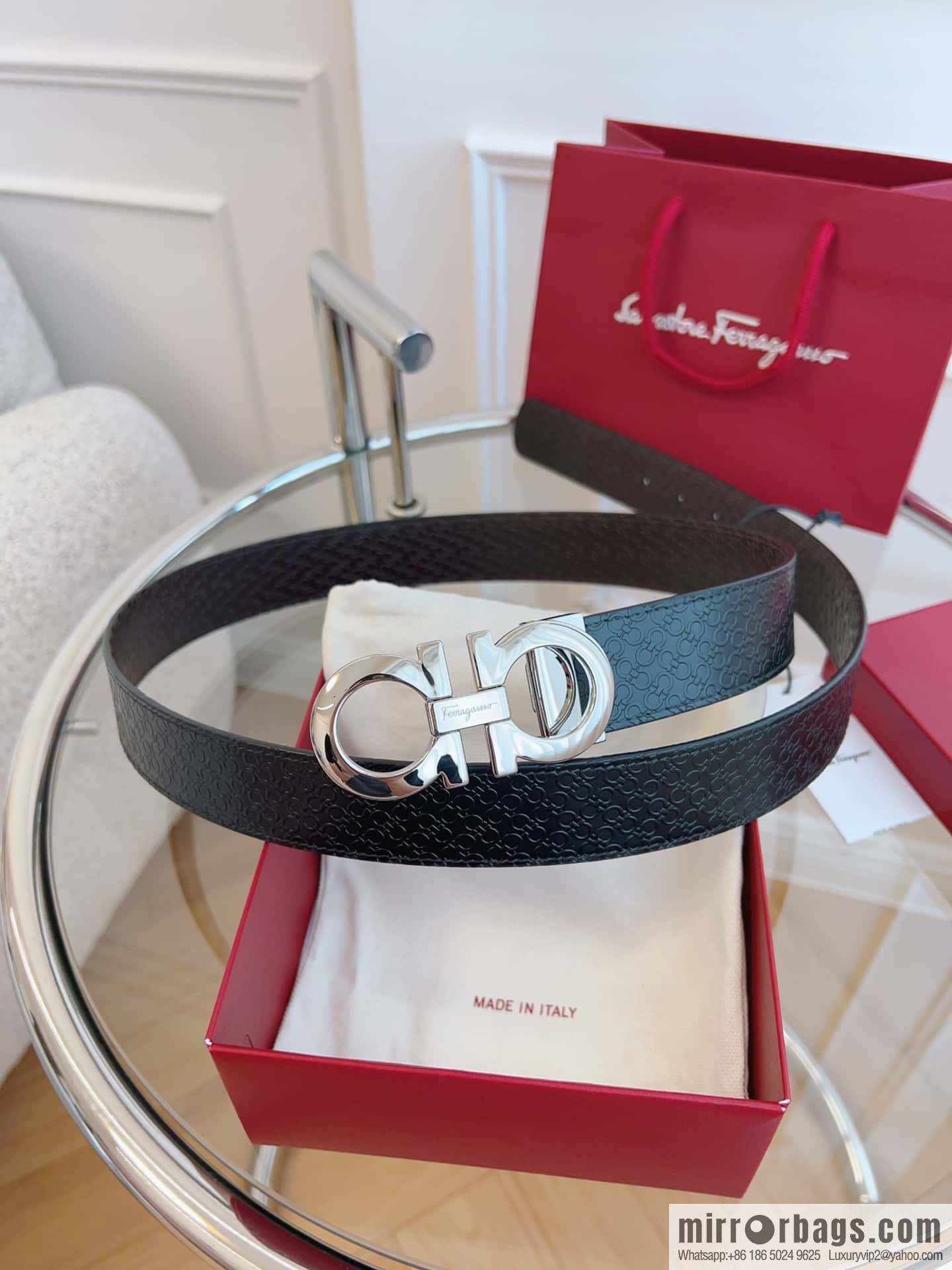 Ferragamo 🅿 Original Leather Purchasing Grade 3.5cm Precision Brass Hardware Belt
