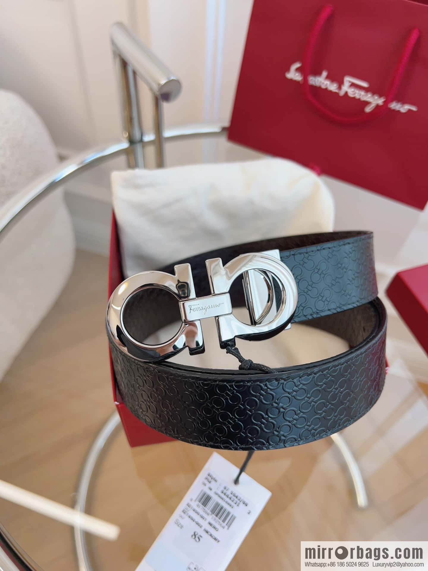 Ferragamo 🅿 Original Leather Purchasing Grade 3.5cm Precision Brass Hardware Belt