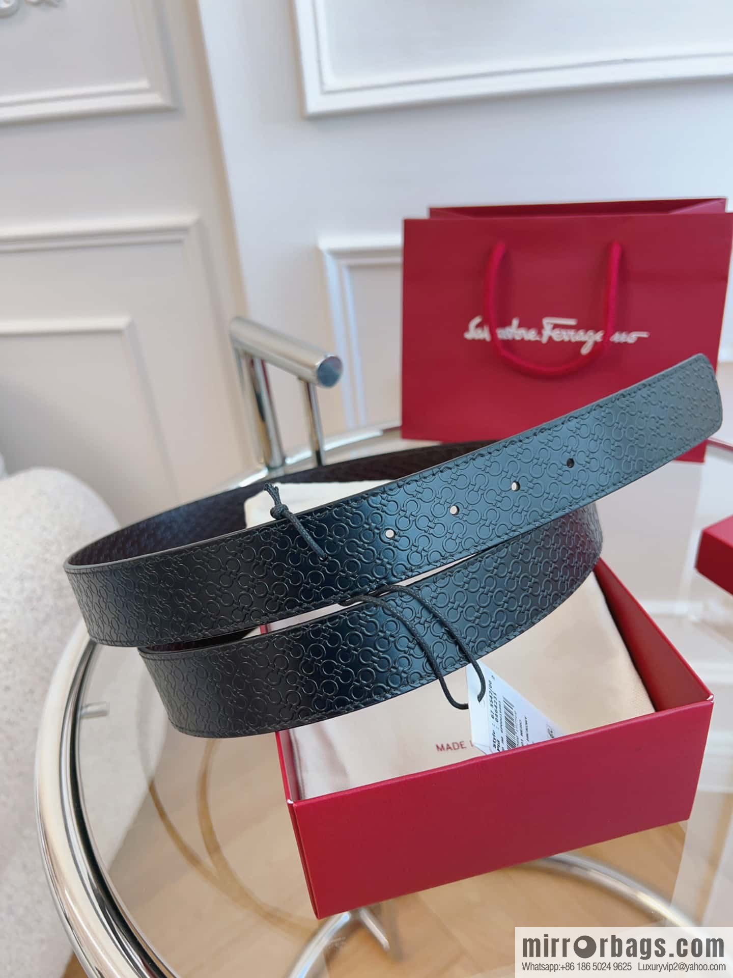 Ferragamo 🅿 Original Leather Purchasing Grade 3.5cm Precision Brass Hardware Belt