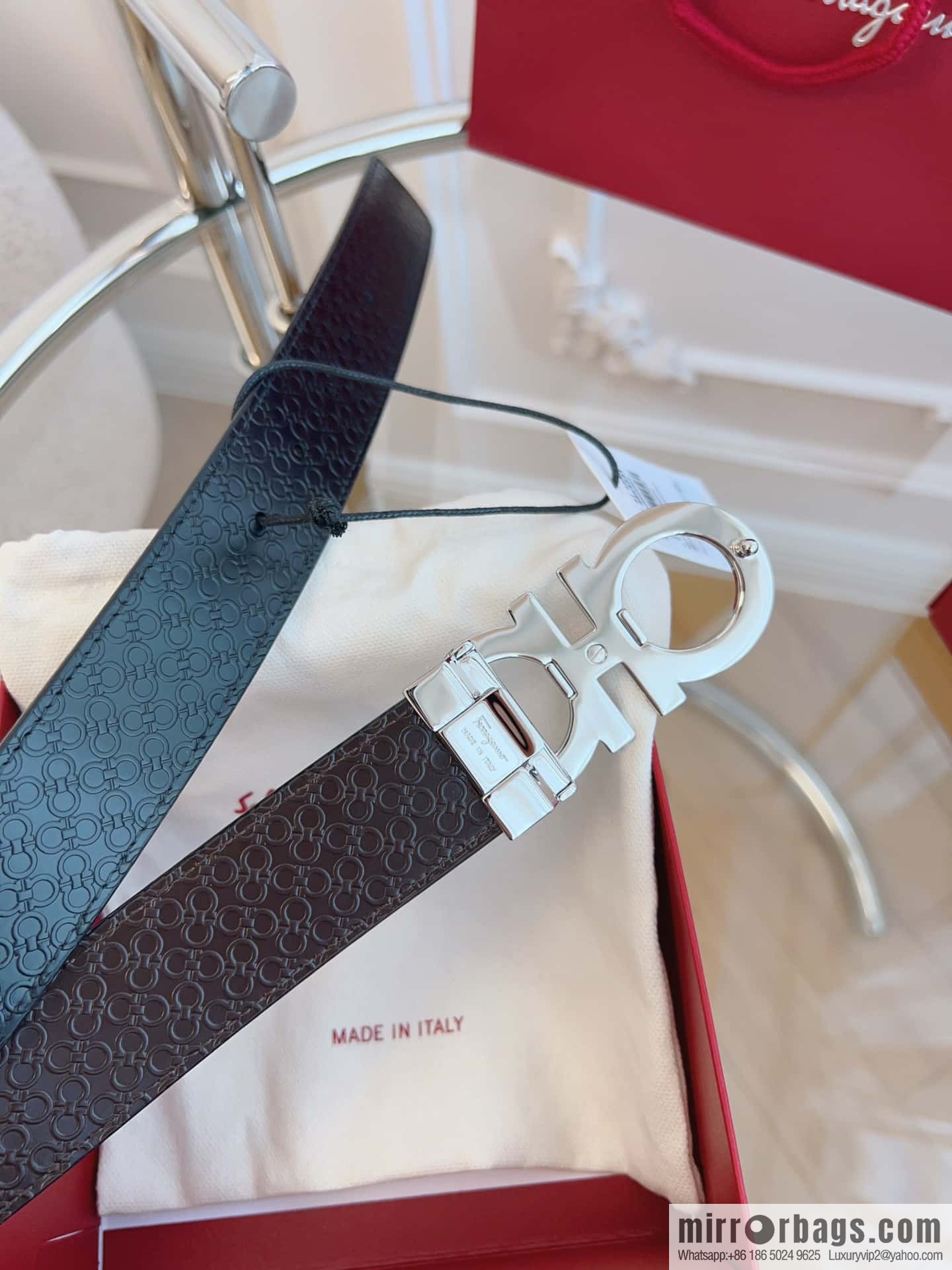 Ferragamo 🅿 Original Leather Purchasing Grade 3.5cm Precision Brass Hardware Belt