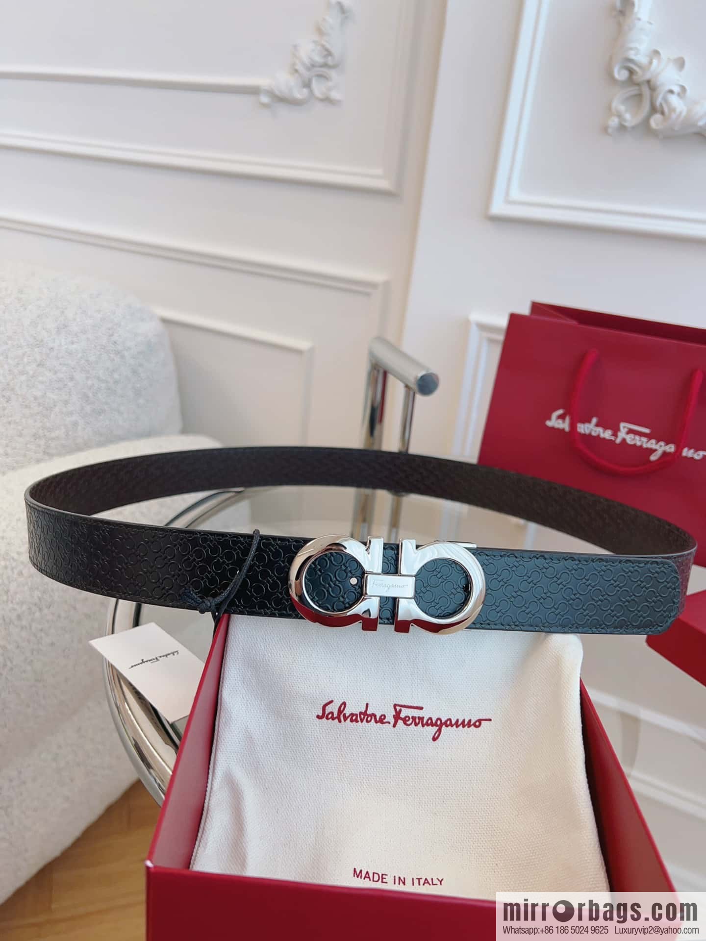 Ferragamo 🅿 Original Leather Purchasing Grade 3.5cm Precision Brass Hardware Belt