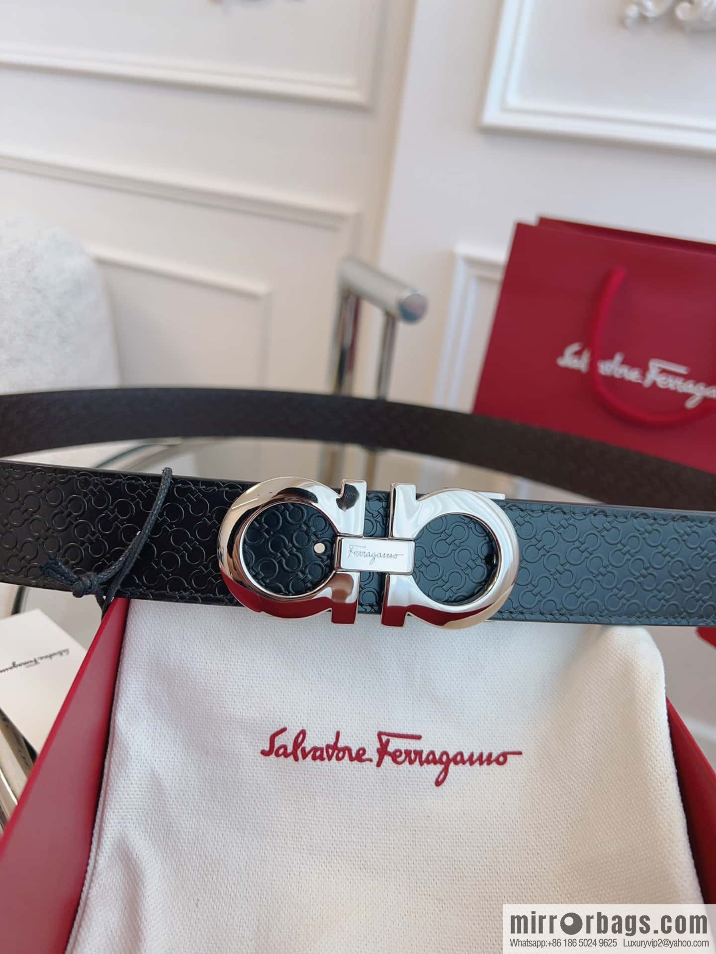 Ferragamo 🅿 Original Leather Purchasing Grade 3.5cm Precision Brass Hardware Belt