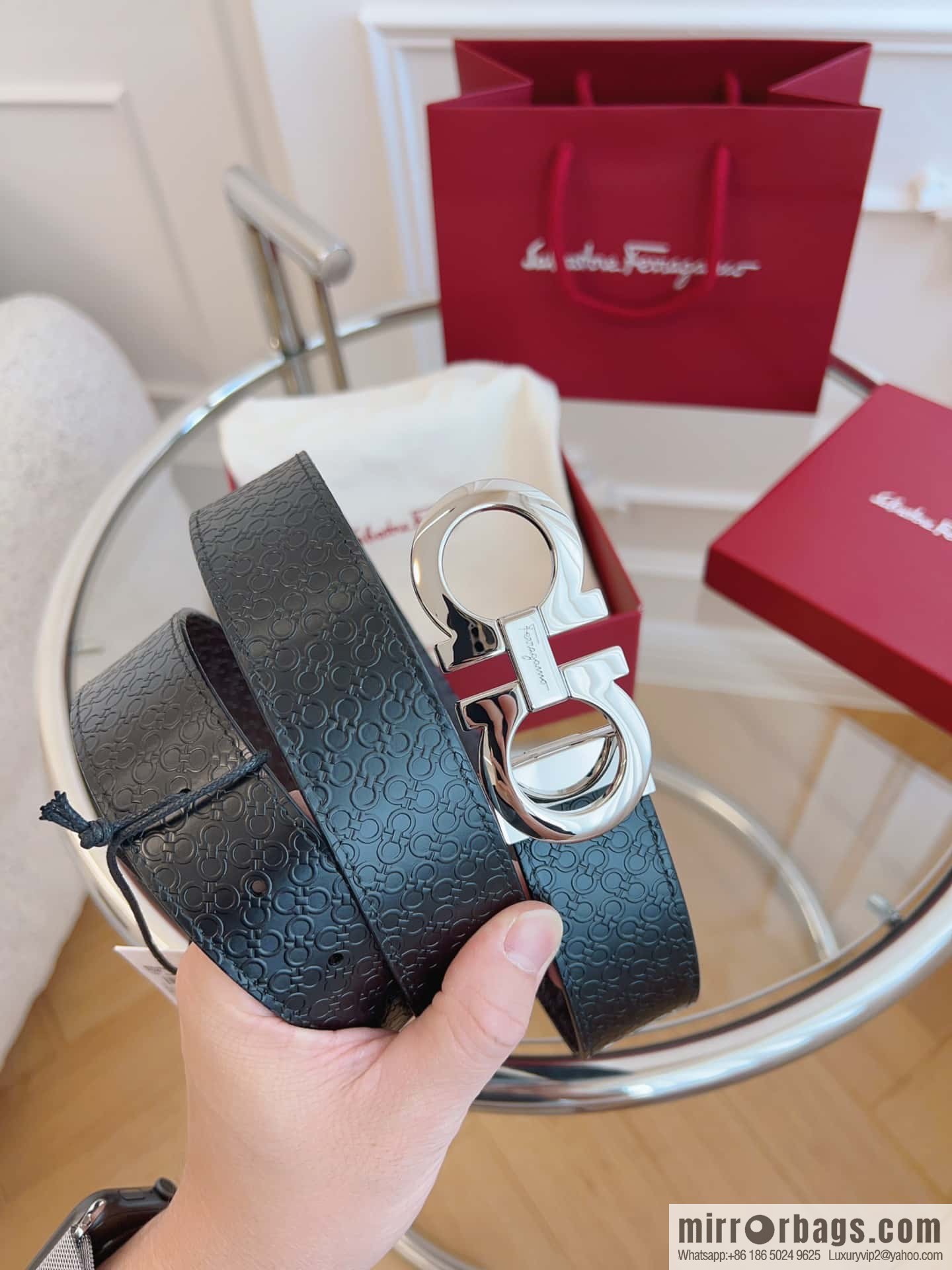 Ferragamo 🅿 Original Leather Purchasing Grade 3.5cm Precision Brass Hardware Belt
