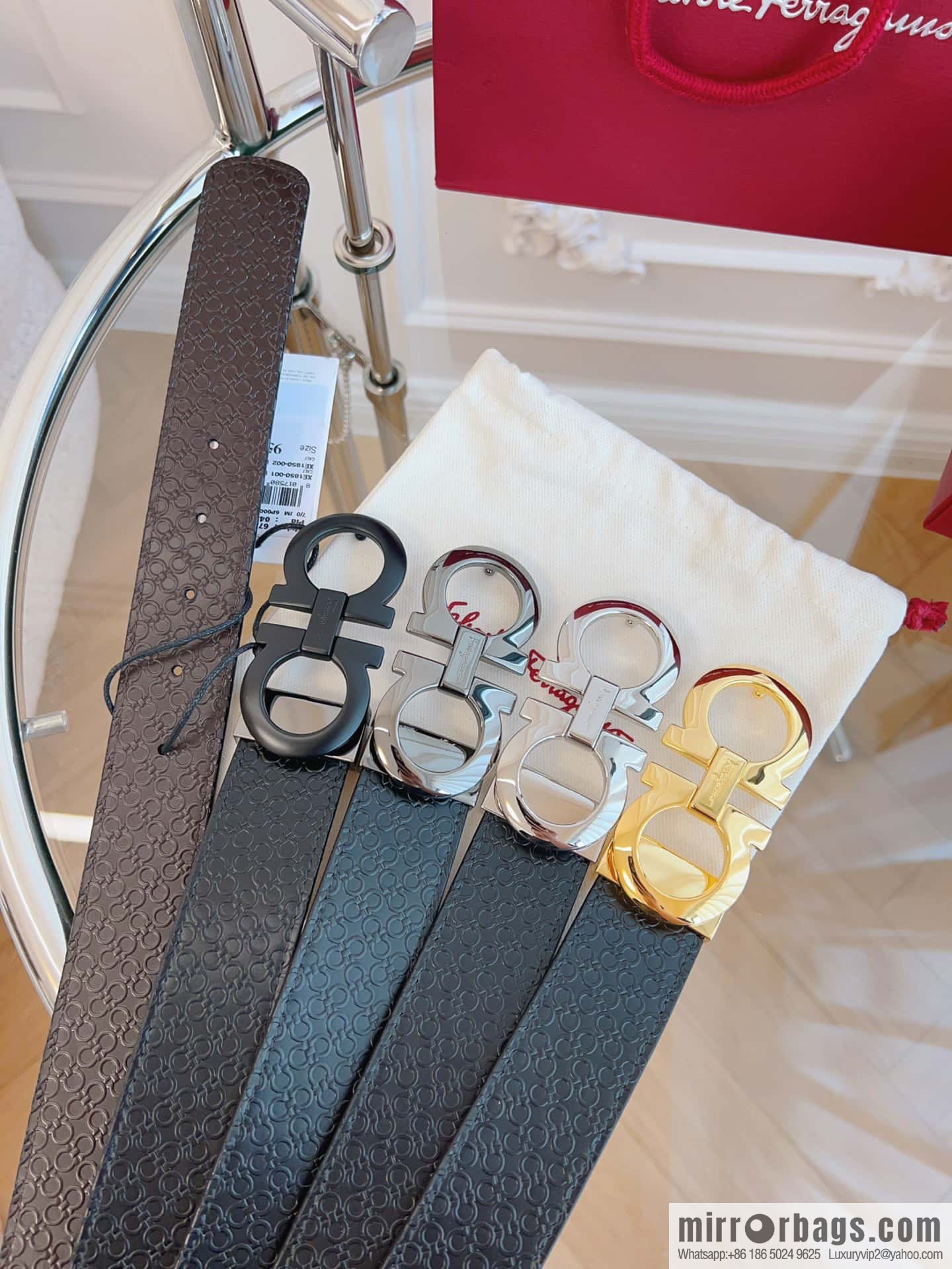 Ferragamo 🅿 Original Leather Purchasing Grade 3.5cm Precision Brass Hardware Belt