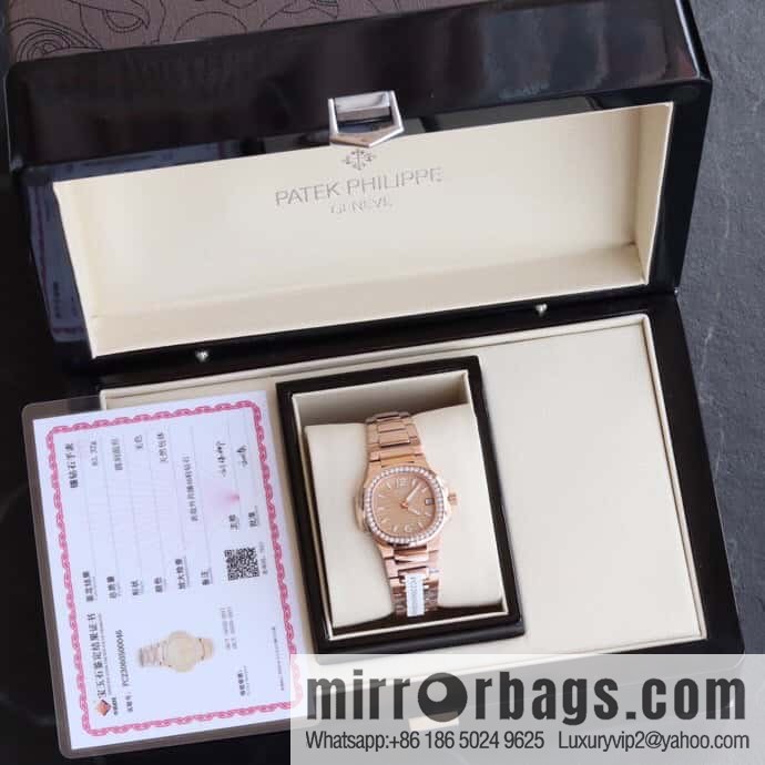 PP Nautilus 7010 series, the most beautiful Nautilus real diamond 32mm ultra-thin quartz women's watch