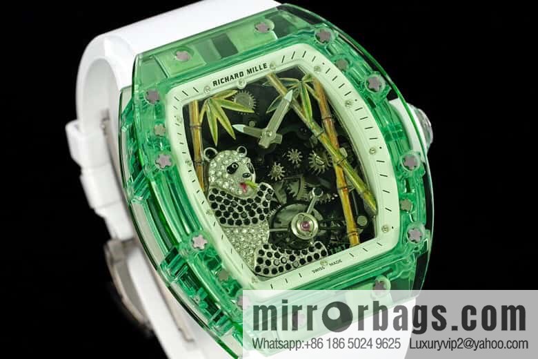 RICHARD MILLE Panda Eats Golden Bamboo, Crystal RM26-01 Tourbillon Watch