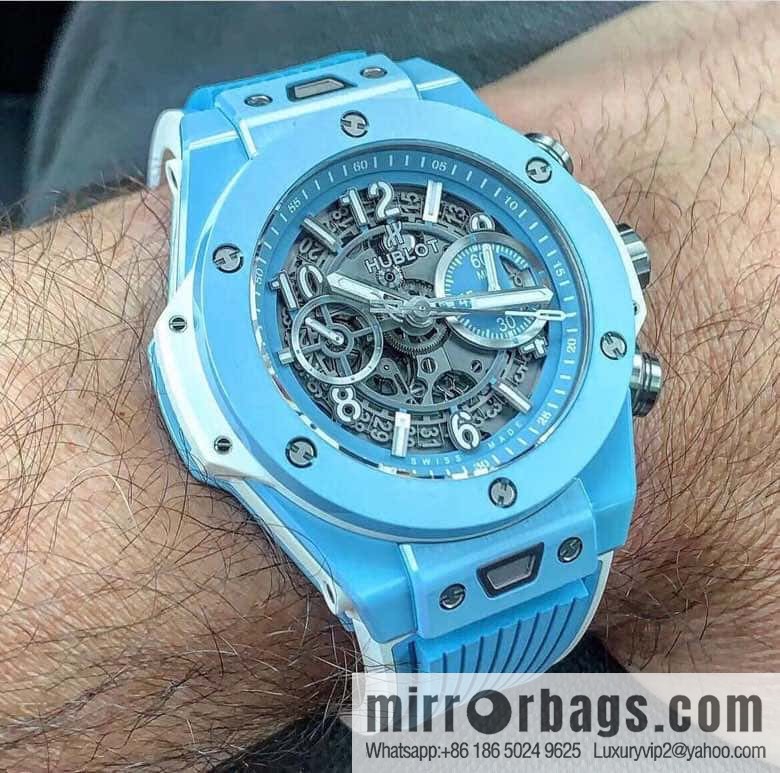 BBF's masterpiece, the king of ceramics HUBLOT Hublot new BIG BANG UNICO Tiffany blue custom Hublot exclusive UNICO HUB 1280 automatic flyback chronograph movement watch
