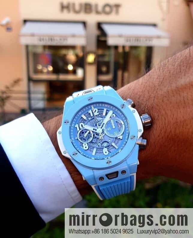BBF's masterpiece, the king of ceramics HUBLOT Hublot new BIG BANG UNICO Tiffany blue custom Hublot exclusive UNICO HUB 1280 automatic flyback chronograph movement watch