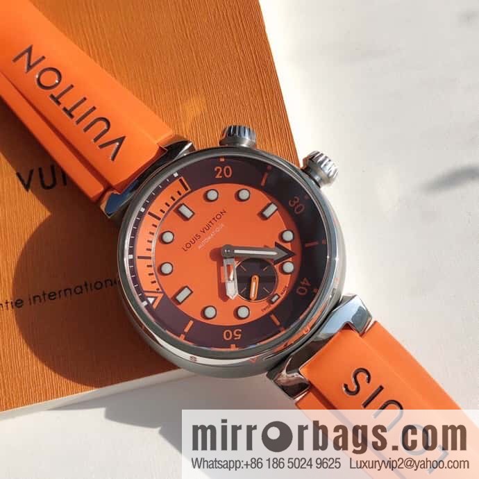 Original LV - TAMBOUR series LV mechanical watch QA172A TAMBOUR STREET DIVER stainless steel automatic watch, 44mm