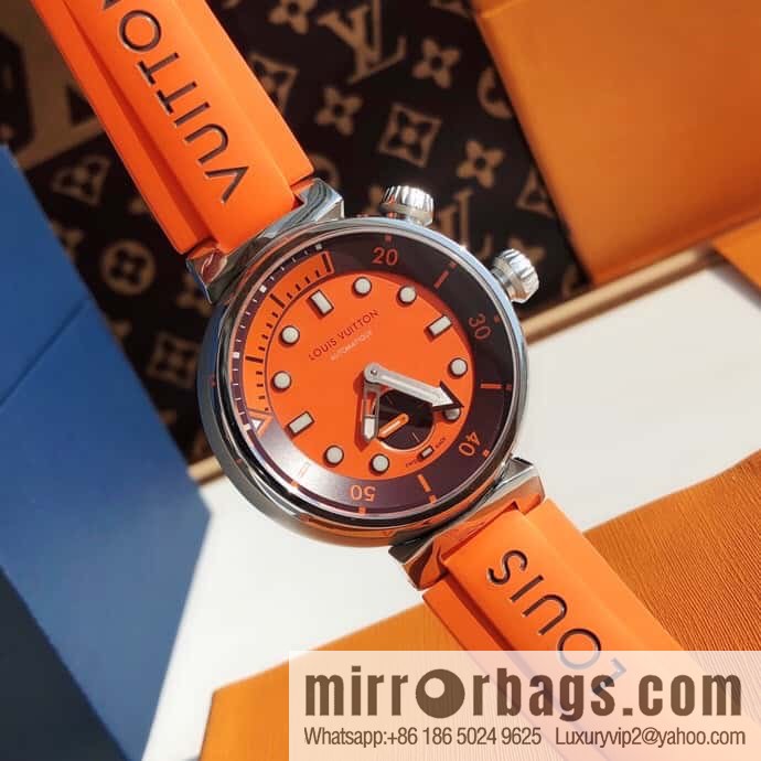 Original LV - TAMBOUR series LV mechanical watch QA172A TAMBOUR STREET DIVER stainless steel automatic watch, 44mm