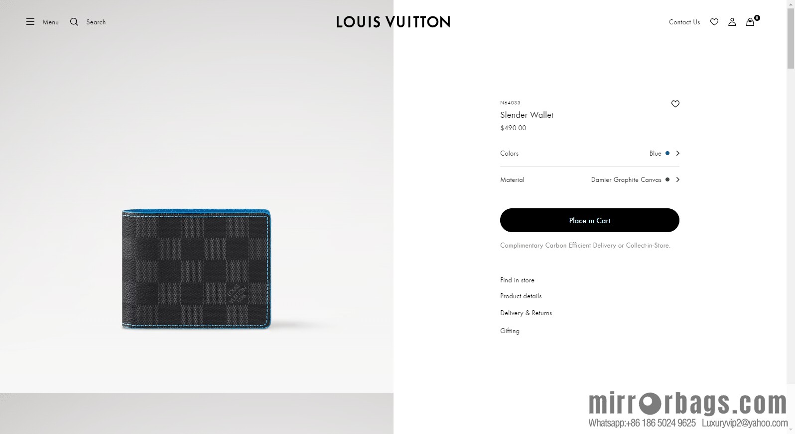 LV Slender Wallet N64033 [Official Chip Version]