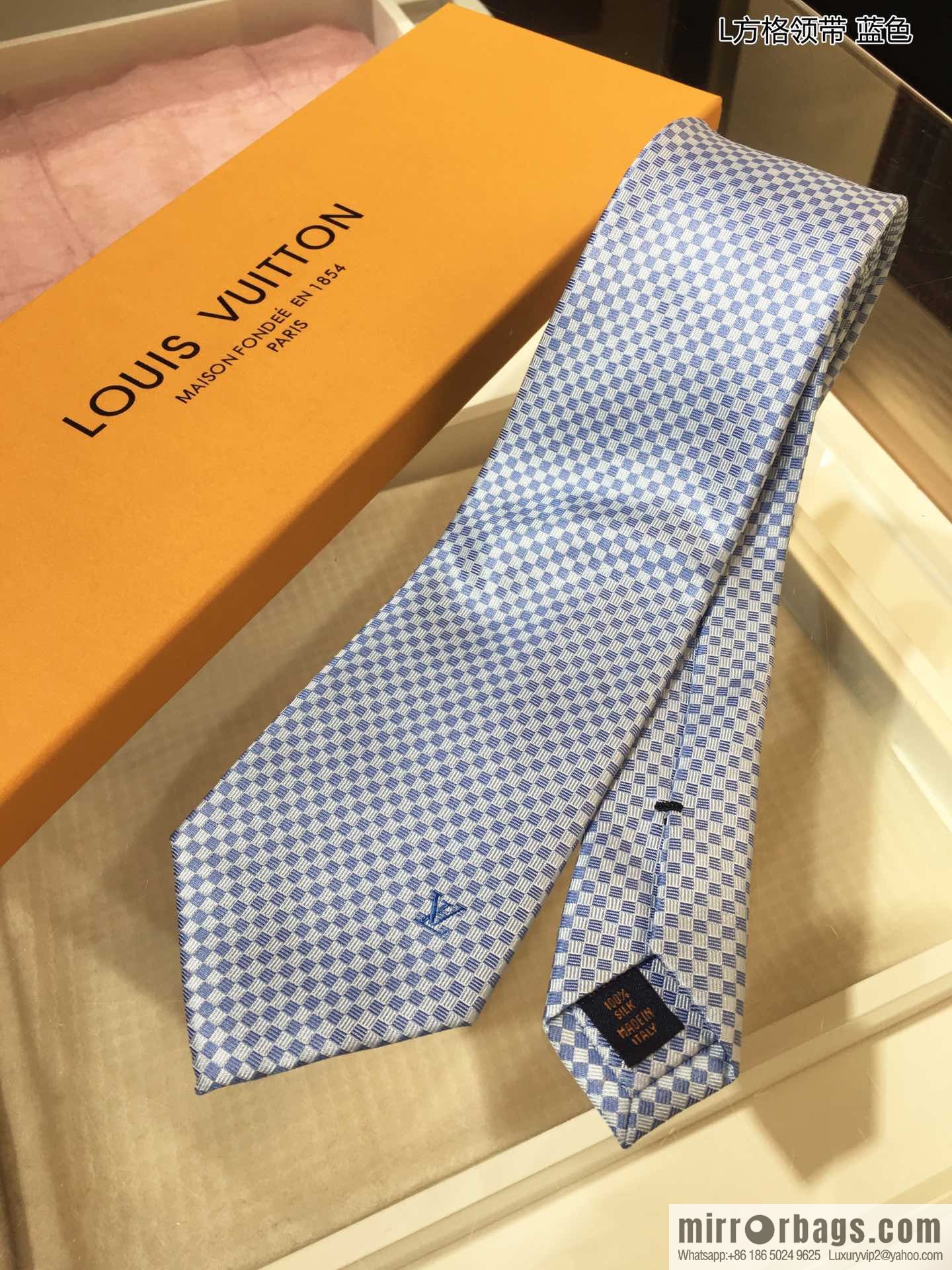 LV Louis Vuitton 100% Top Jacquard Silk L Checked Tie